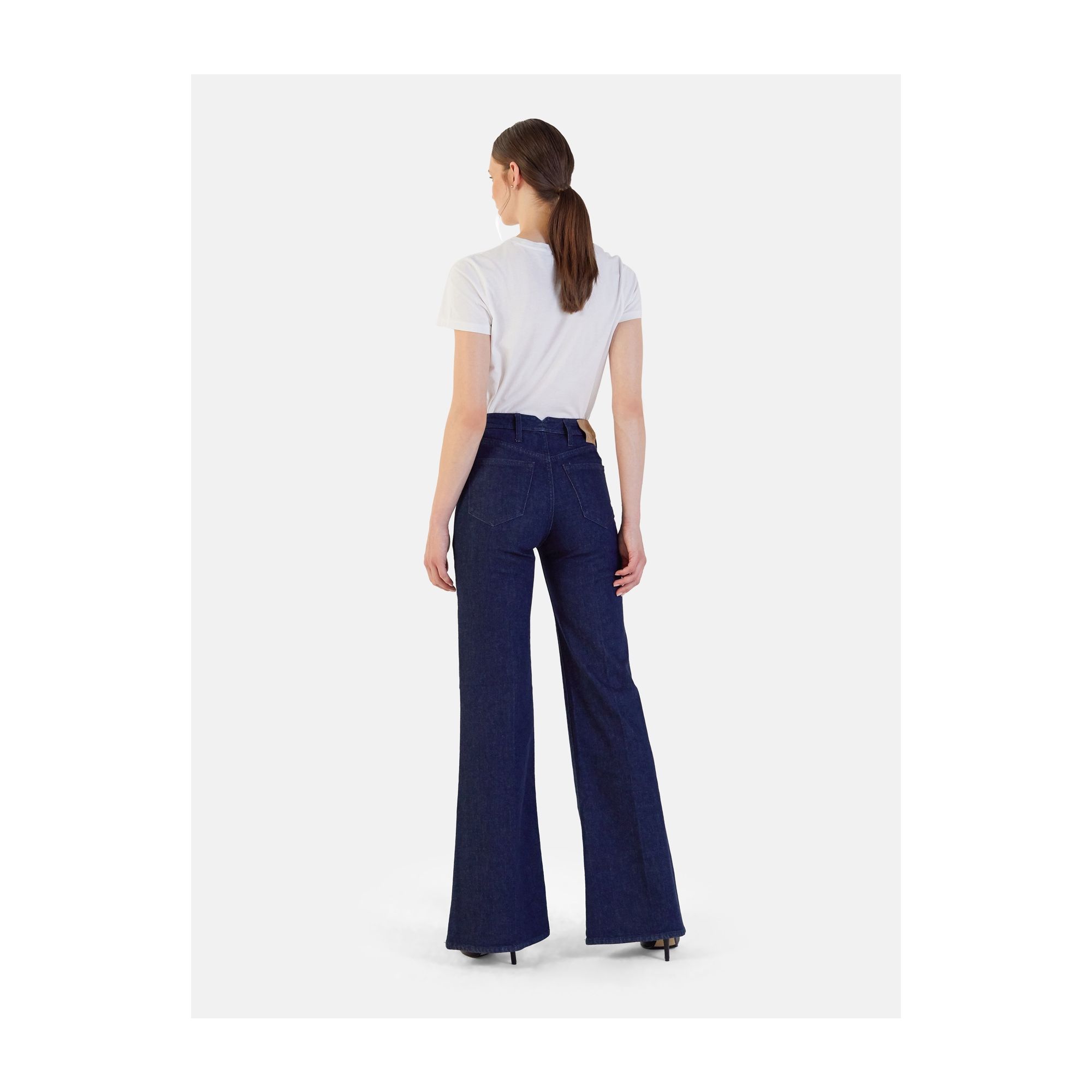 FLAIRE HIGH RISE FLARED WITH STITCHING RINSE WASH NAVY BLUE