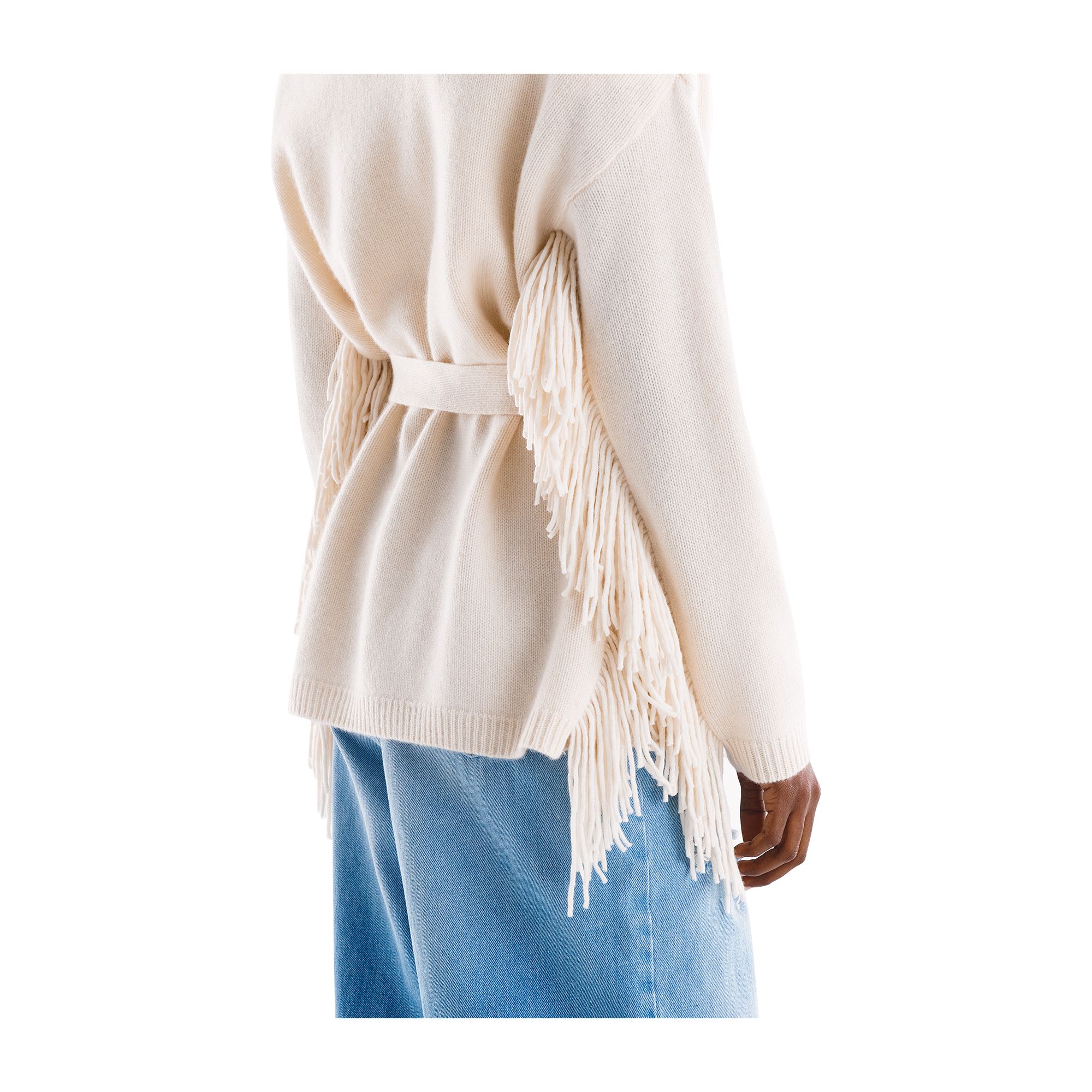 CARDIGAN WITH FRINGES 100% CASHMERE