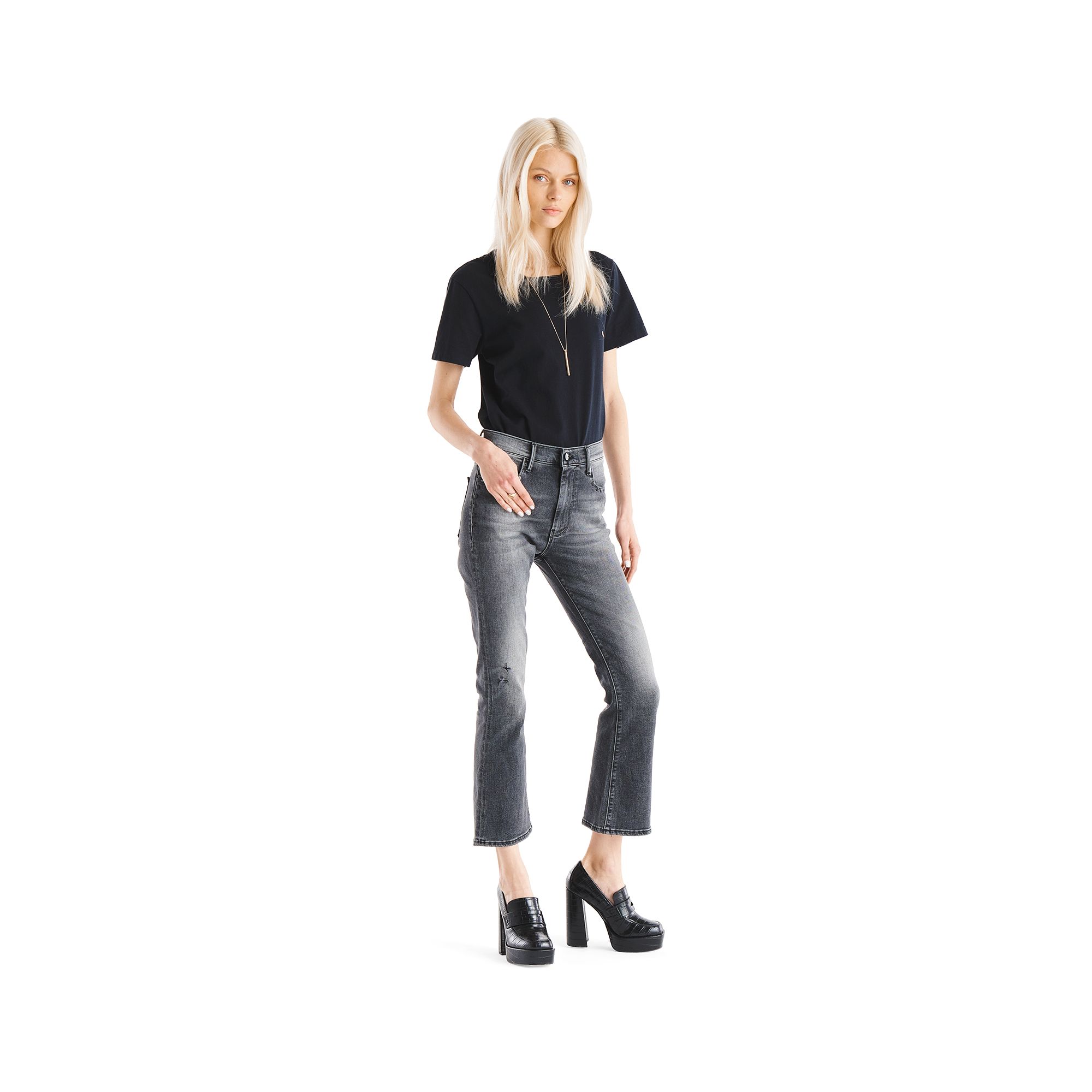 KATE CROP BOOTCUT WITH STUDS USED WASH
