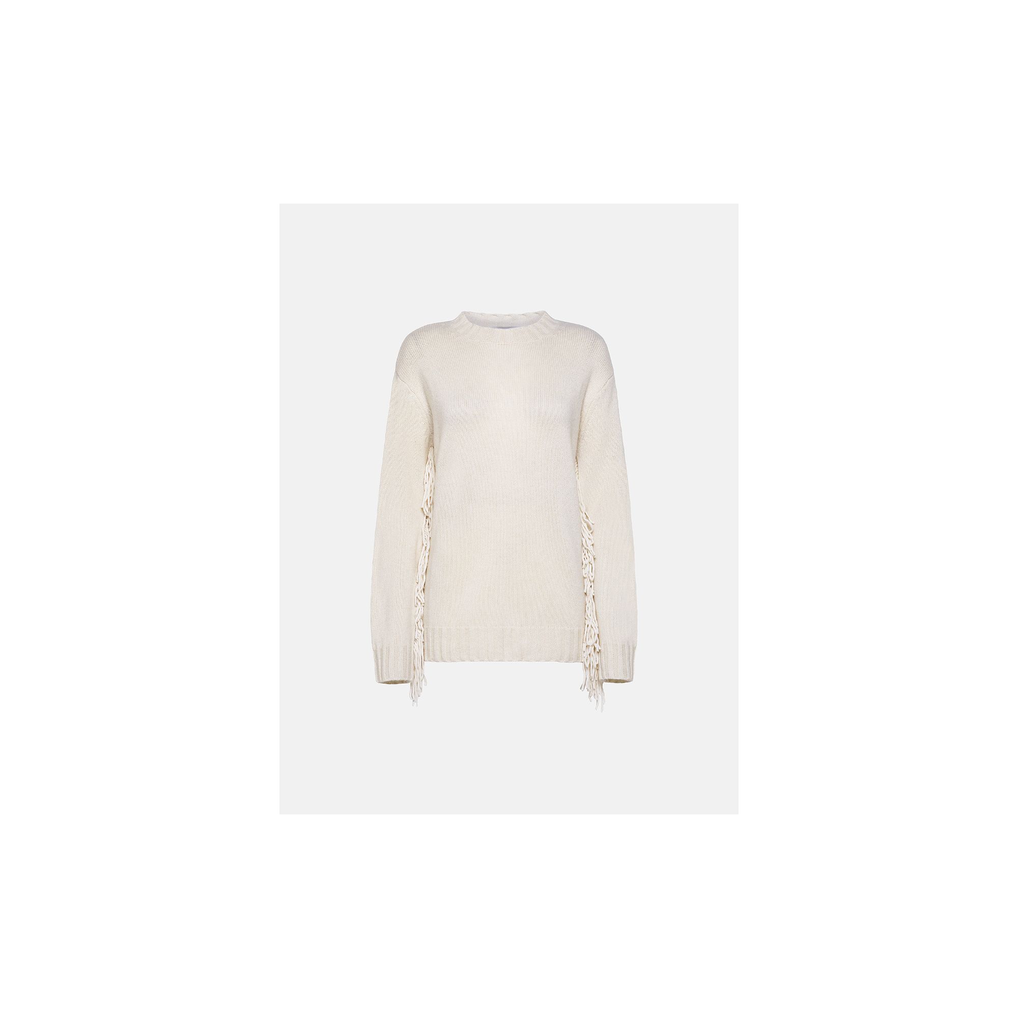 ROUND NECK WITH FRINGES 100% CASHMERE