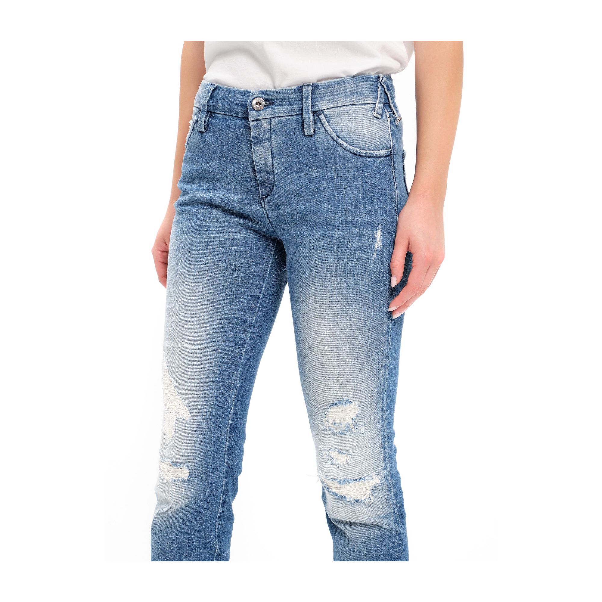 BRIGITTE SKINNY ANKLE CLASSIC WASH WITH DESTROYED DETAILES