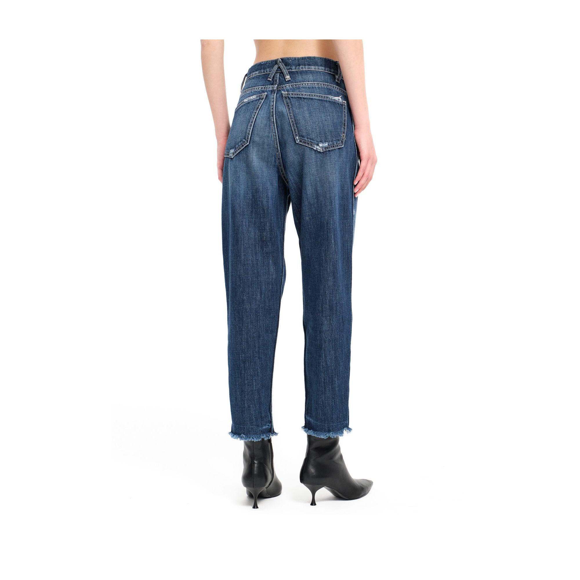 LOLA SUPER HIGH WAIST CARROT CROPPED FRAYED DARK TONE ANTIQUE
