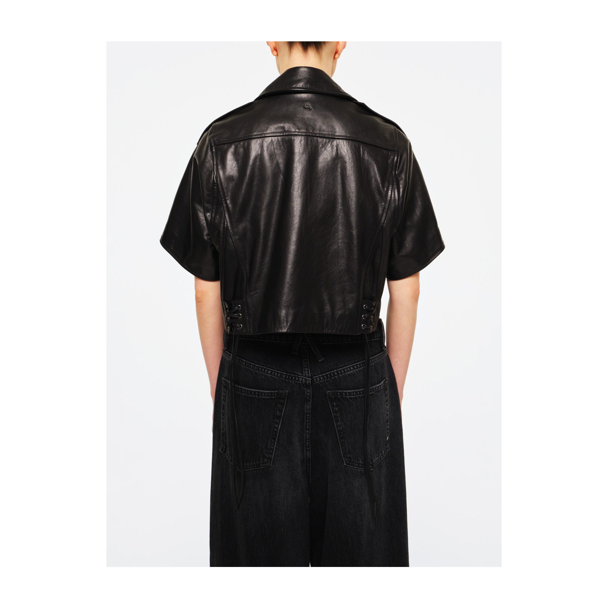 Cropped coco leather jacket