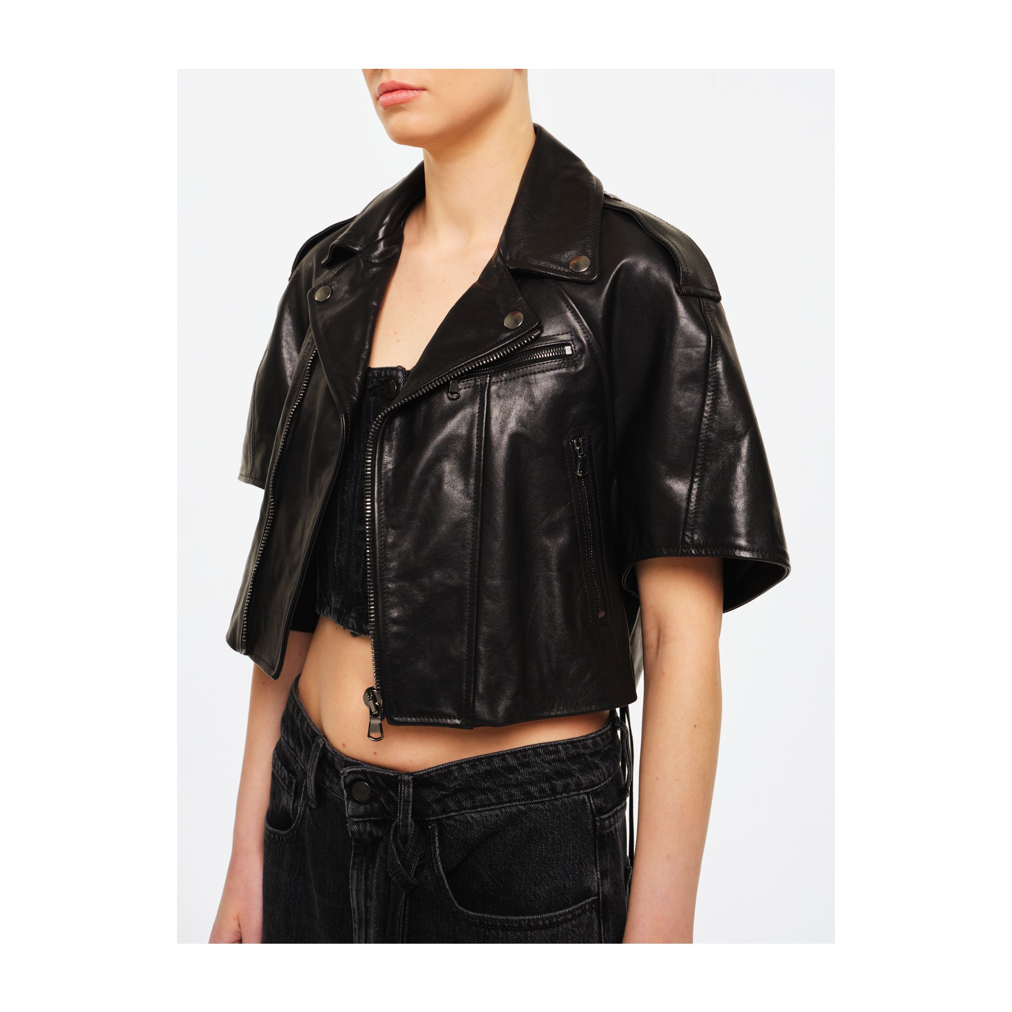 Cropped coco leather jacket