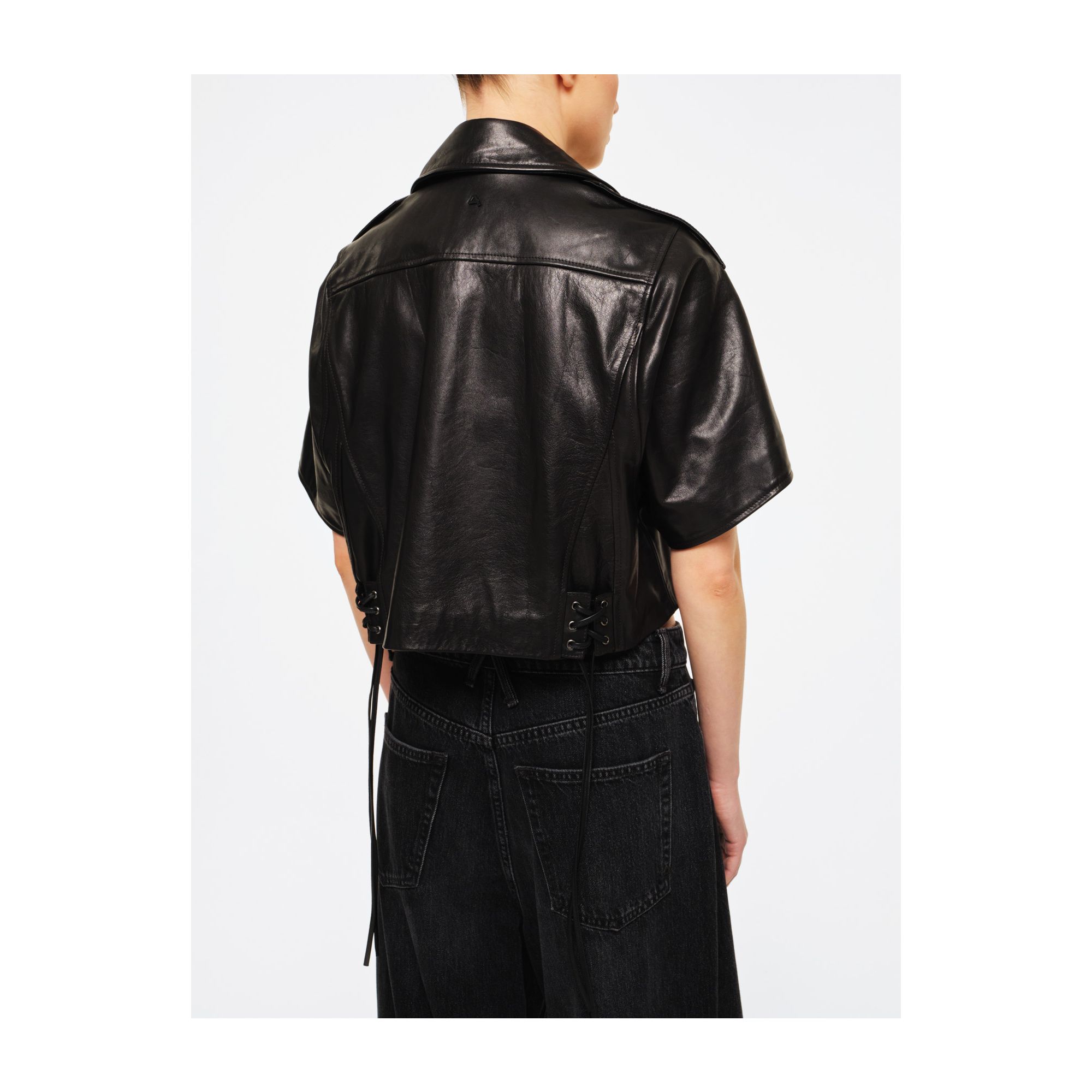 Cropped coco leather jacket