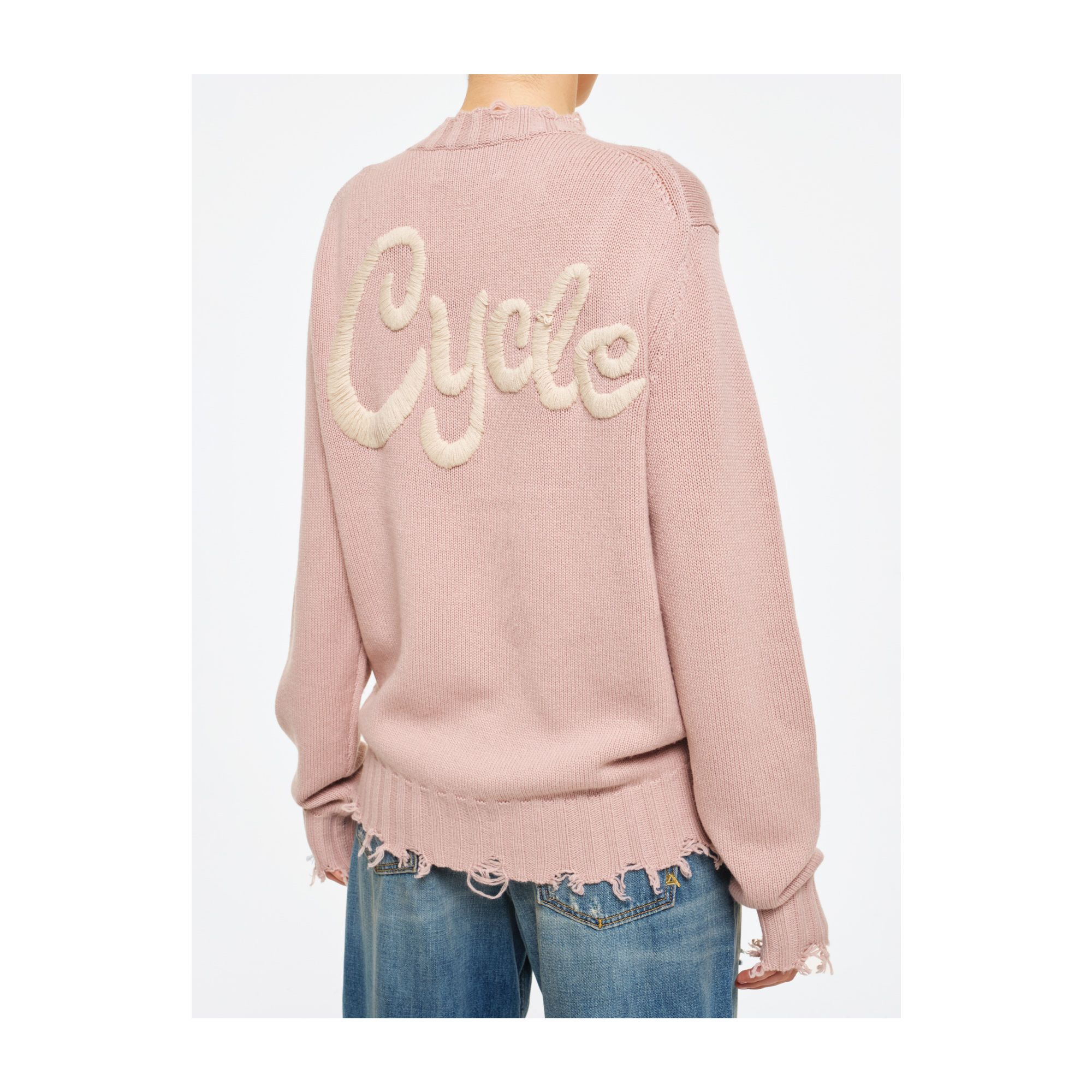 Warm round neck Big embroidery