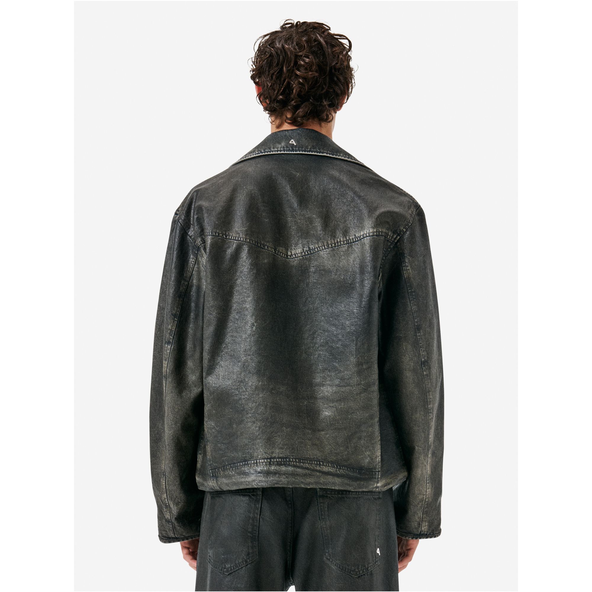 Chiodo biker over jacket coated in a indigo blue finish