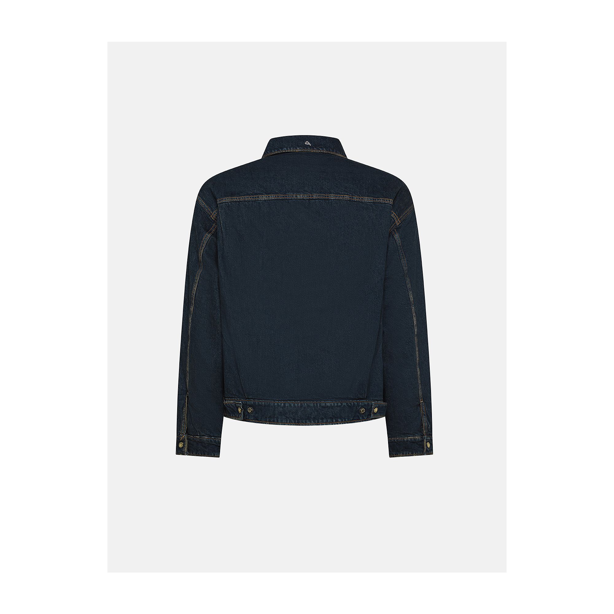 Saki trucker jacket dark wash damaged and resinated