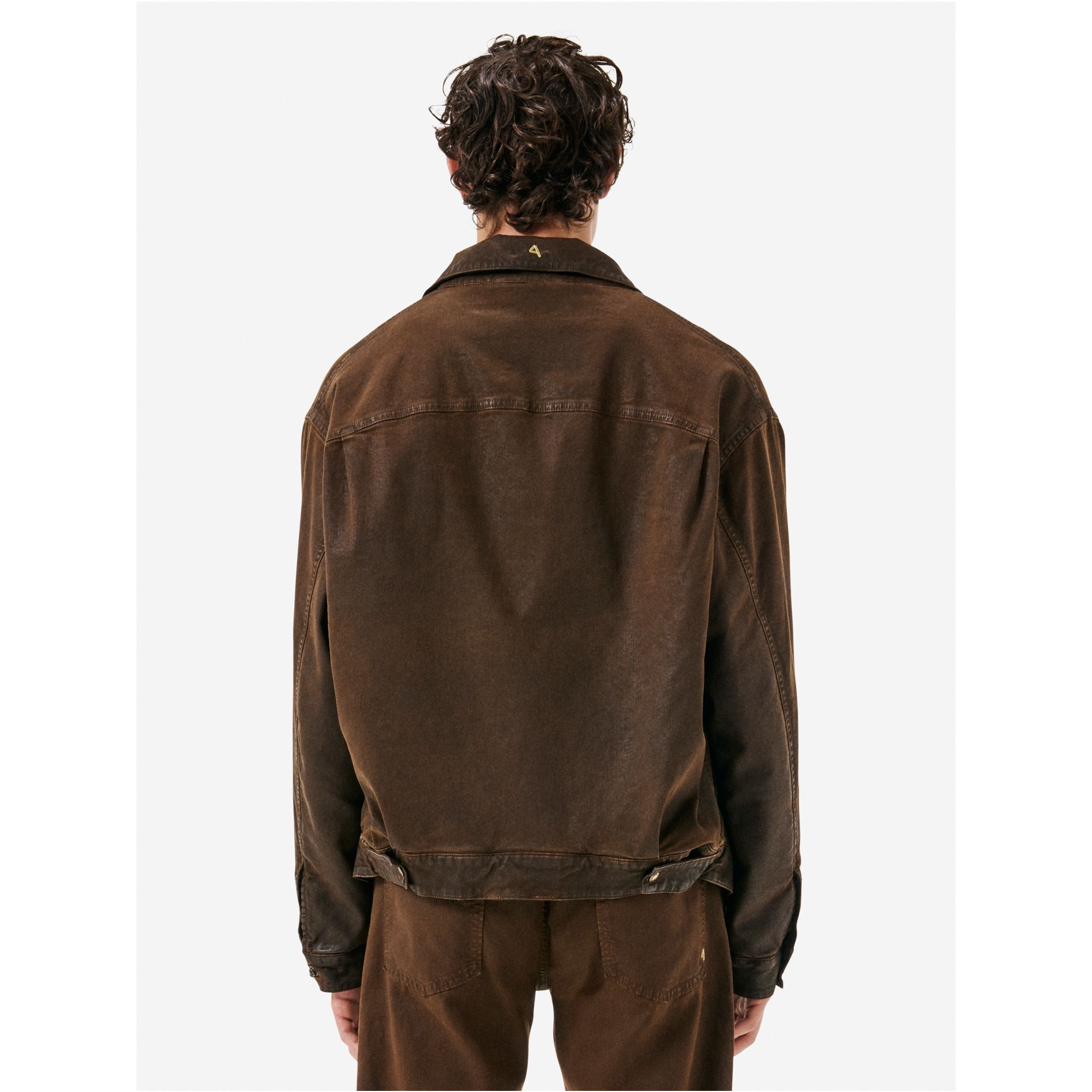 Saki trucker jacket oil coated garment dyed