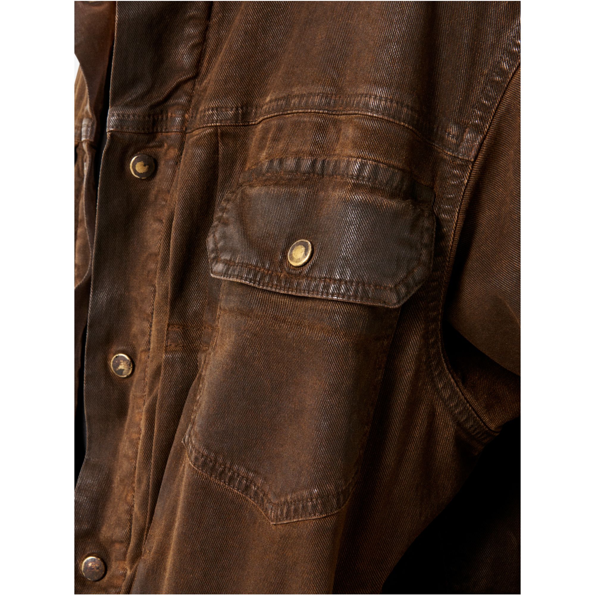 Saki trucker jacket oil coated garment dyed