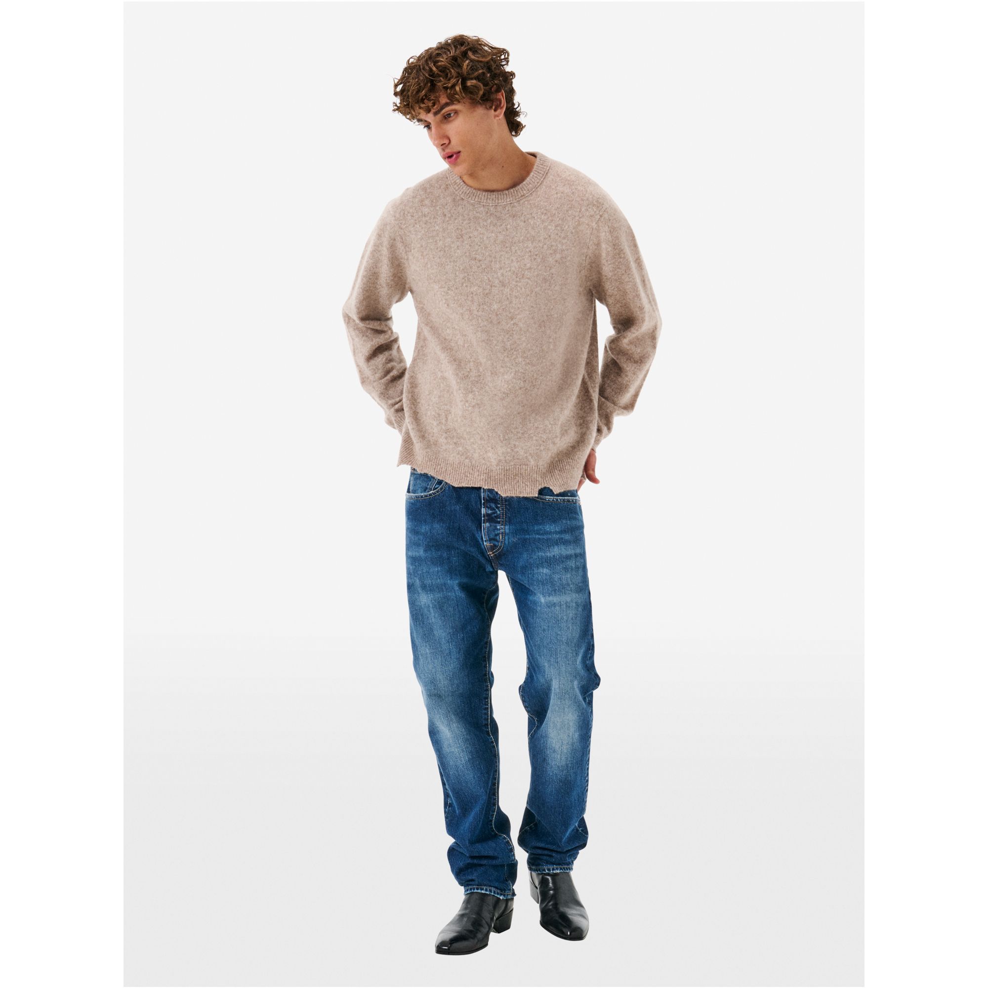 Round plain knit alpaca