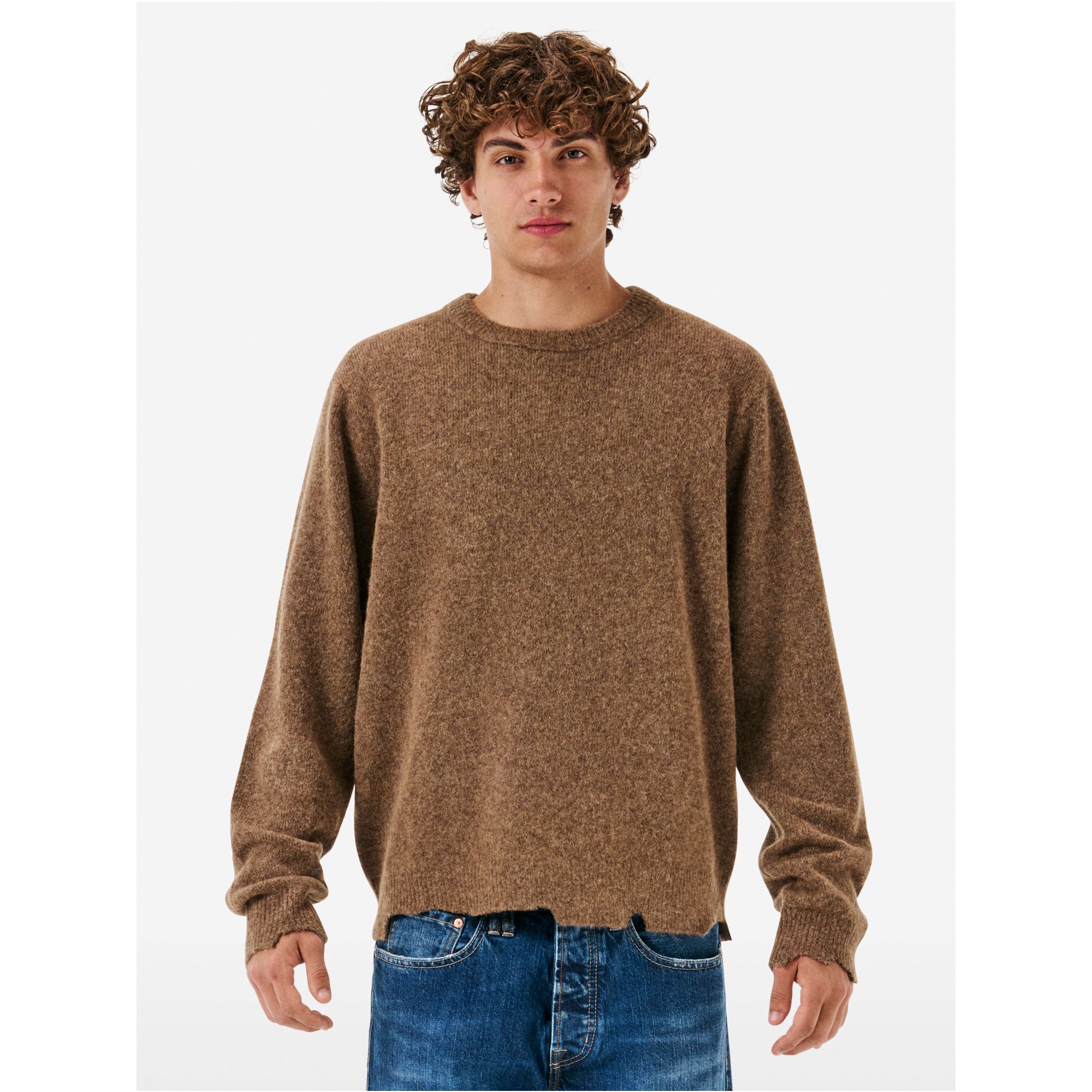 Round plain knit alpaca