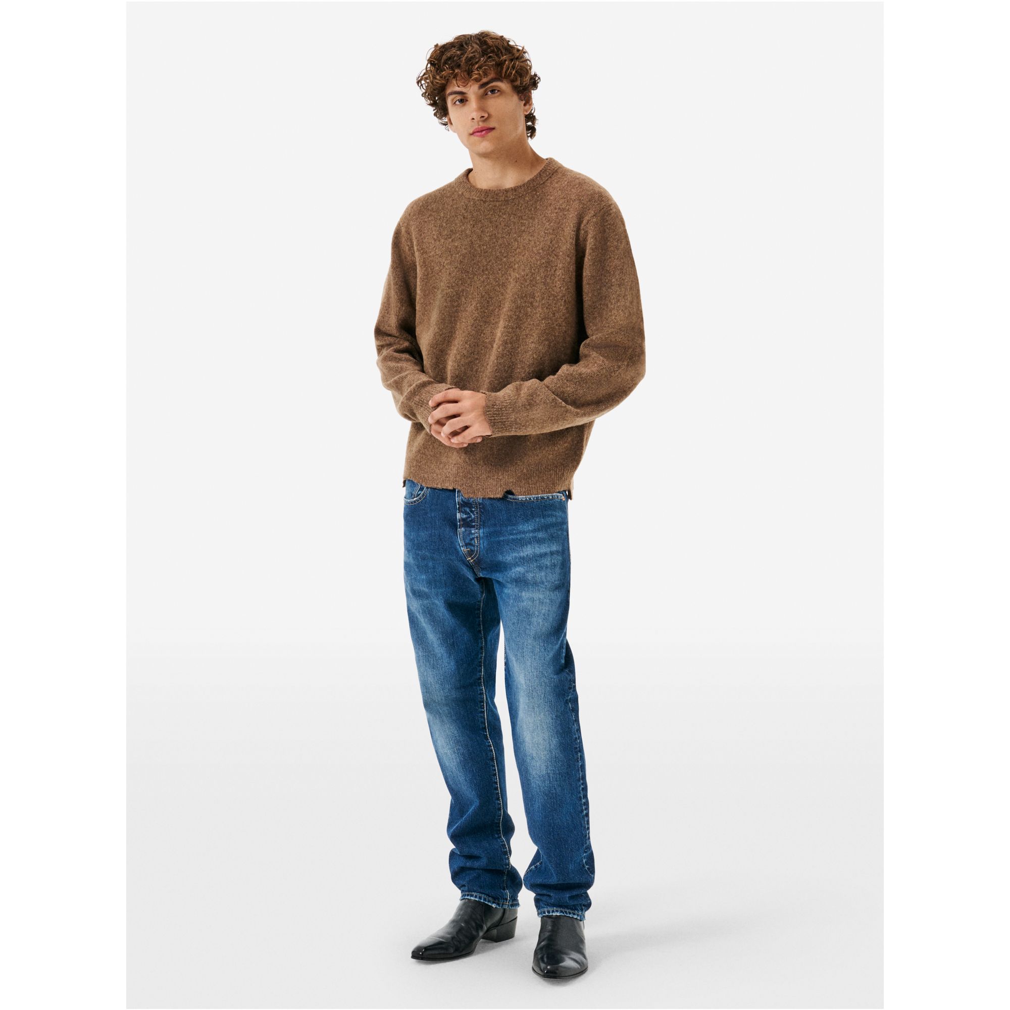 Round plain knit alpaca