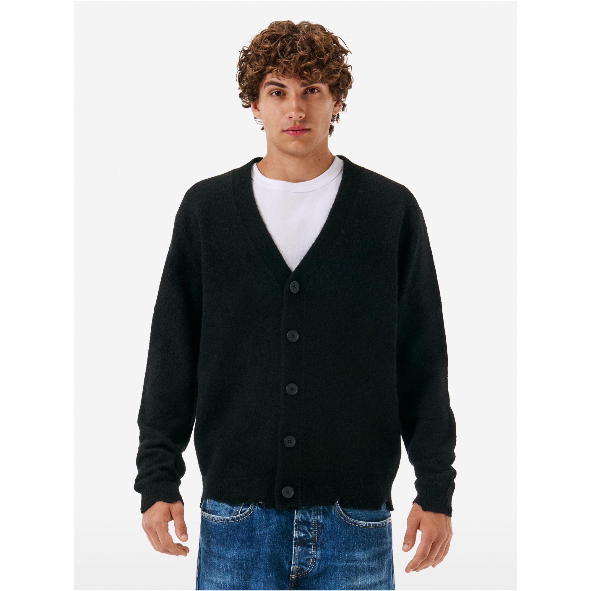 Cardigan plain knit alpaca