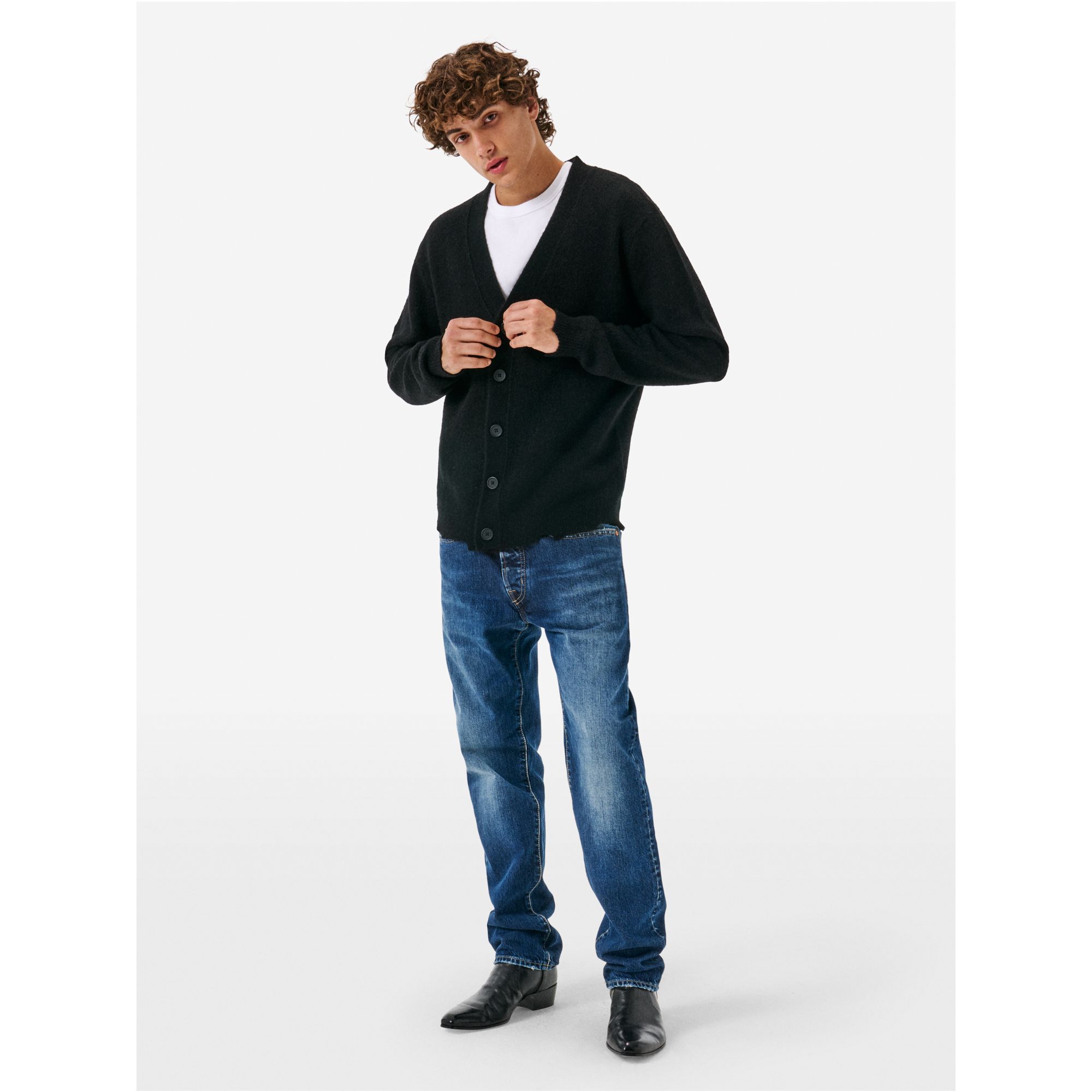 Cardigan plain knit alpaca