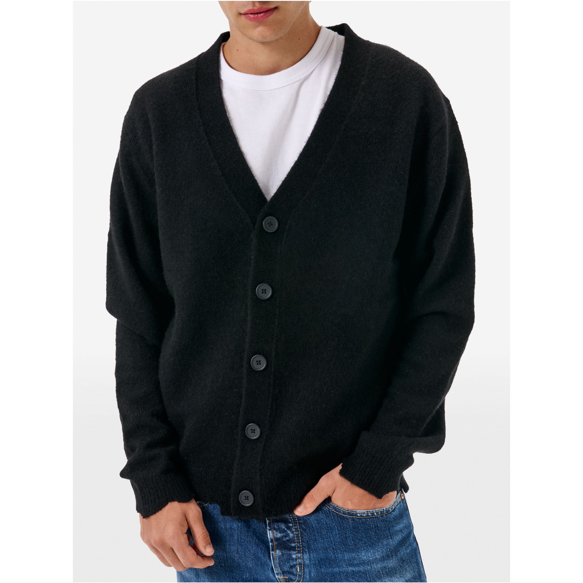 Cardigan plain knit alpaca