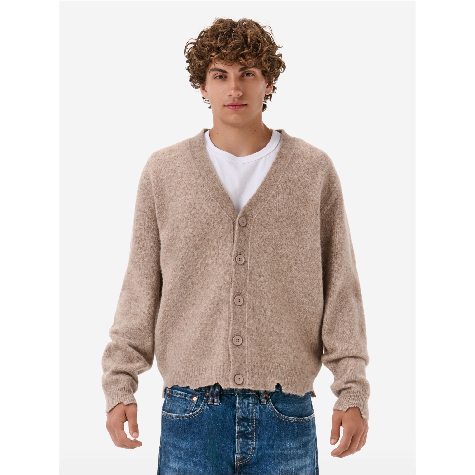 Cardigan plain knit alpaca