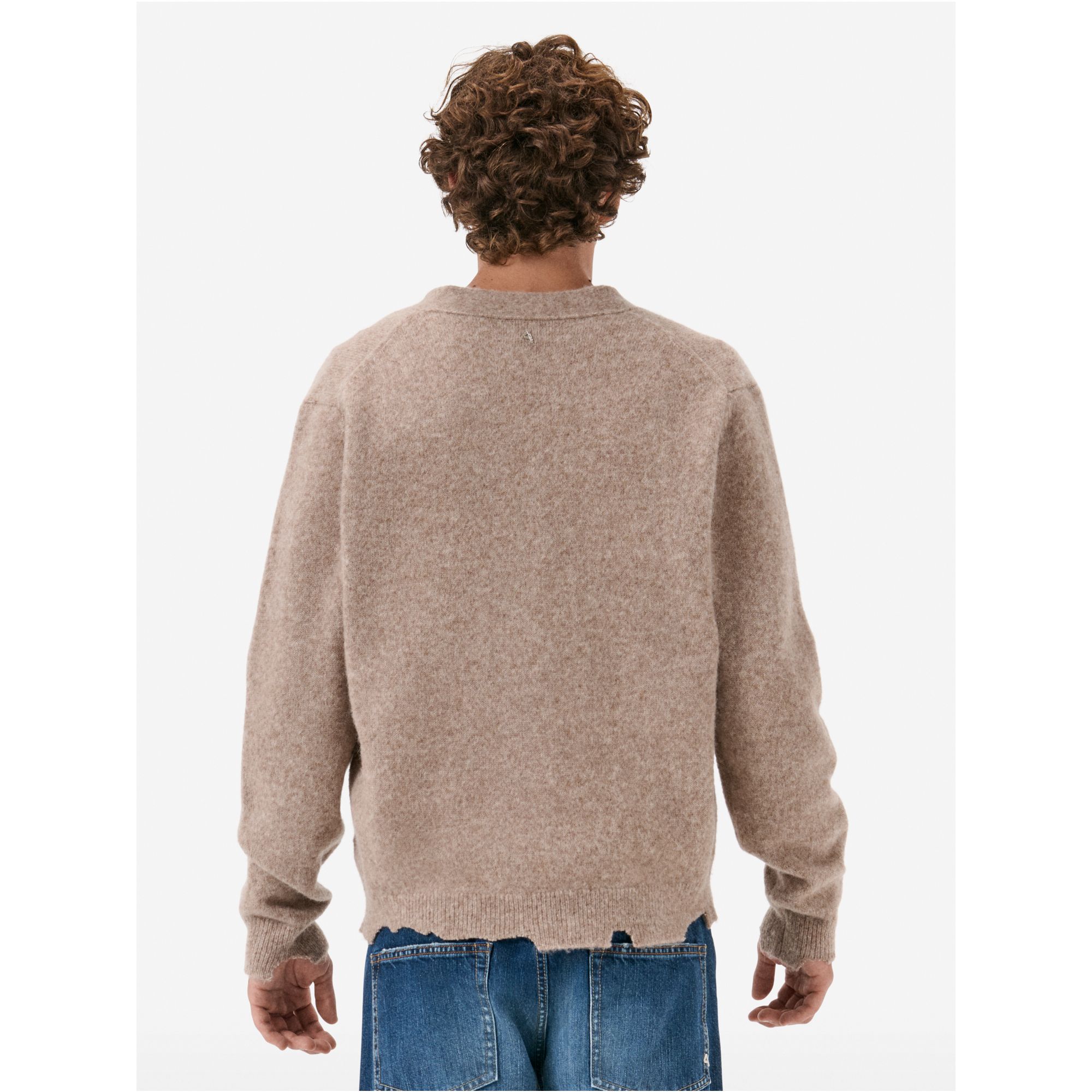Cardigan plain knit alpaca