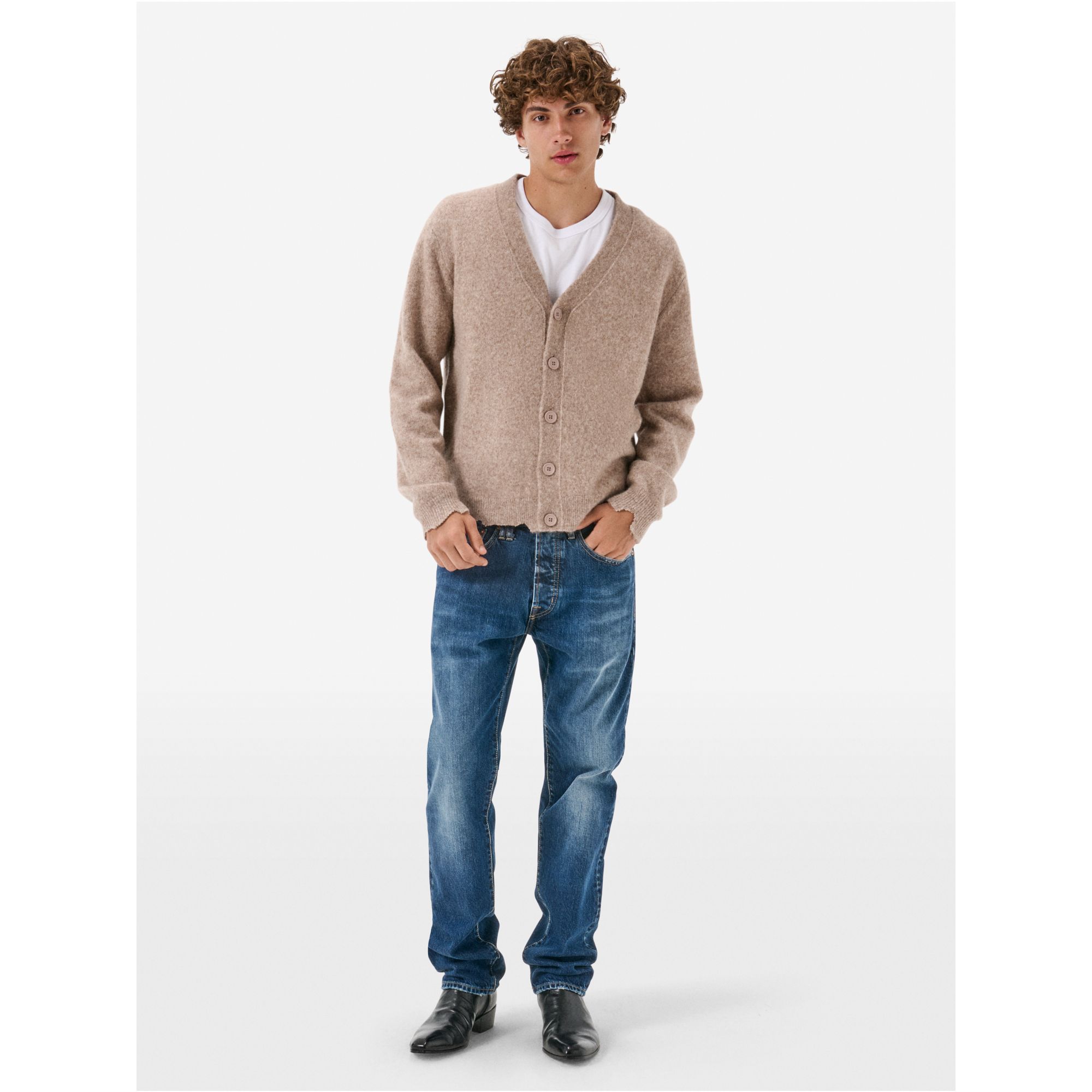 Cardigan plain knit alpaca