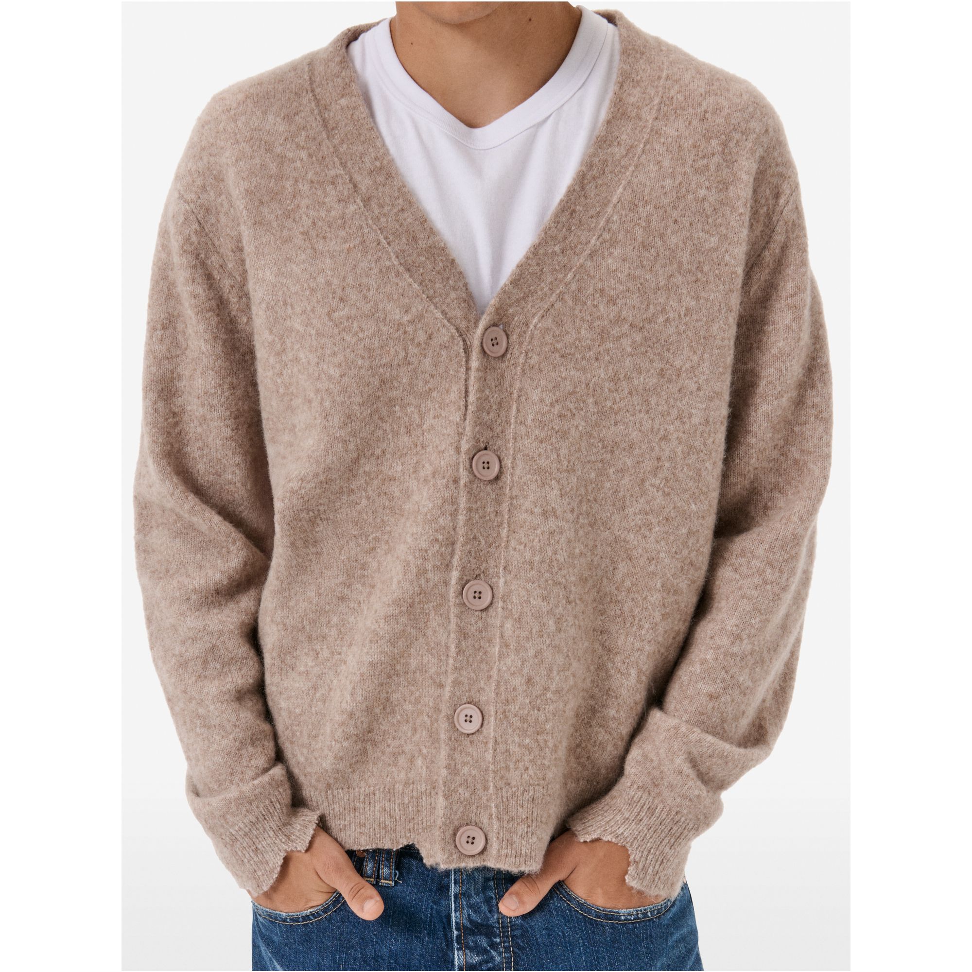Cardigan plain knit alpaca