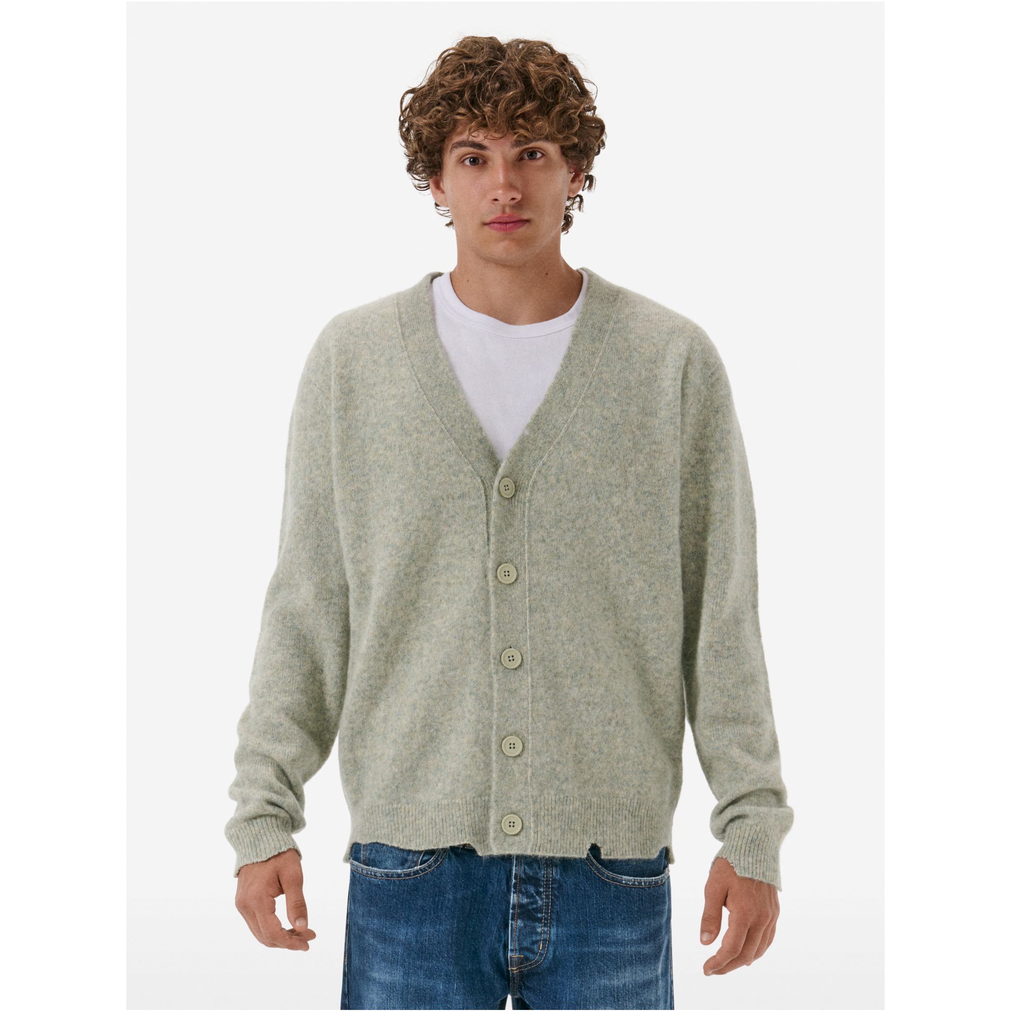 Cardigan plain knit alpaca