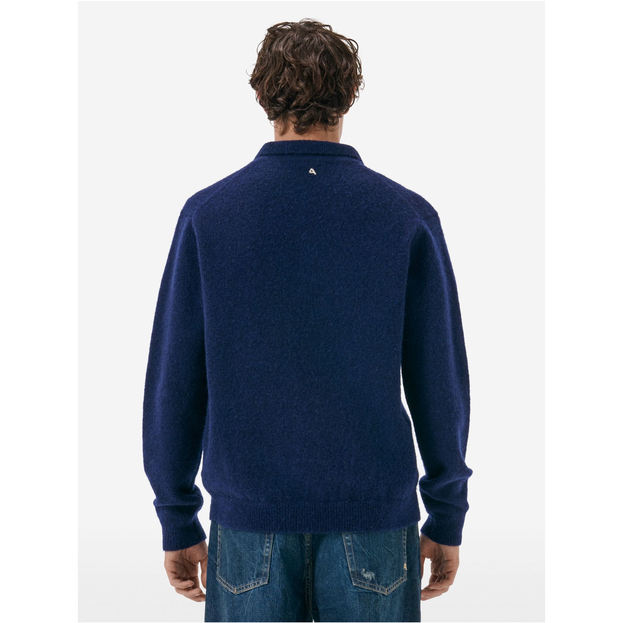 Polo plain knit alpaca l/s