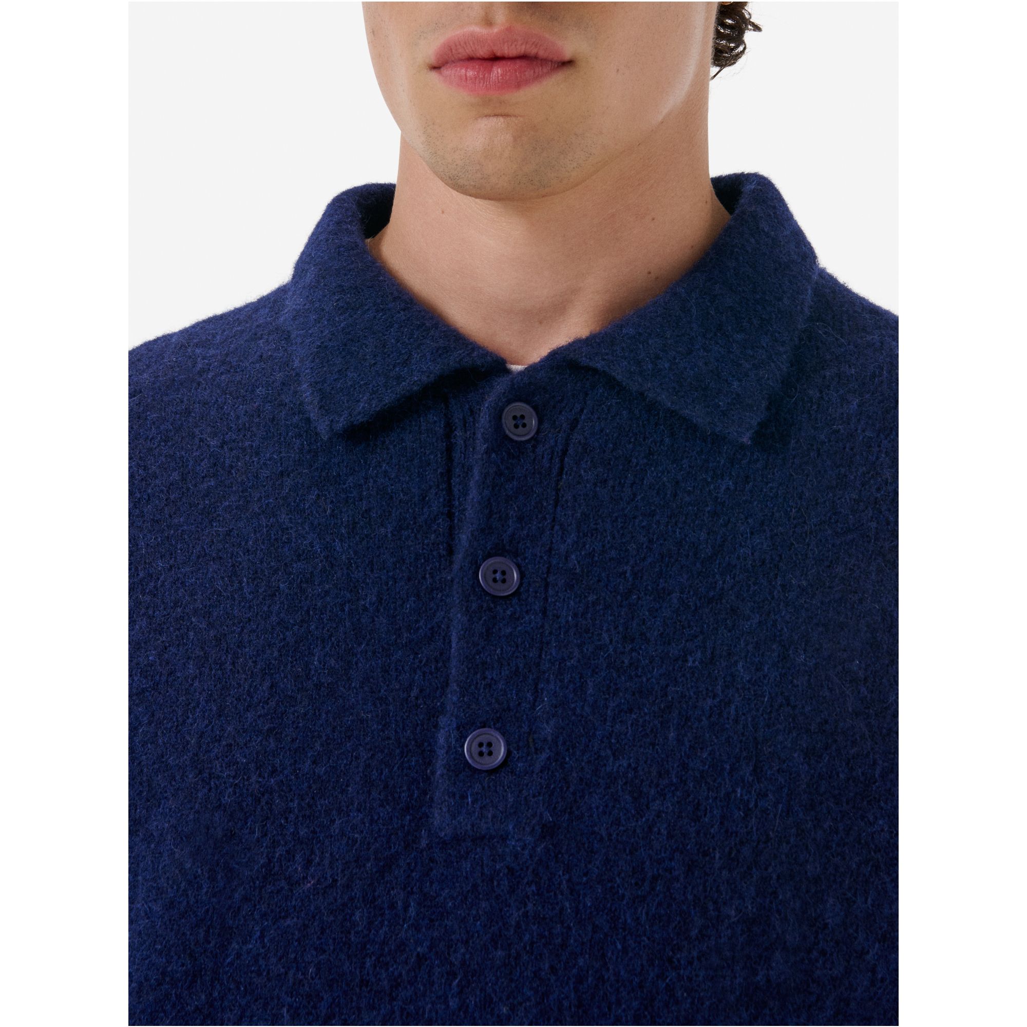Polo plain knit alpaca l/s
