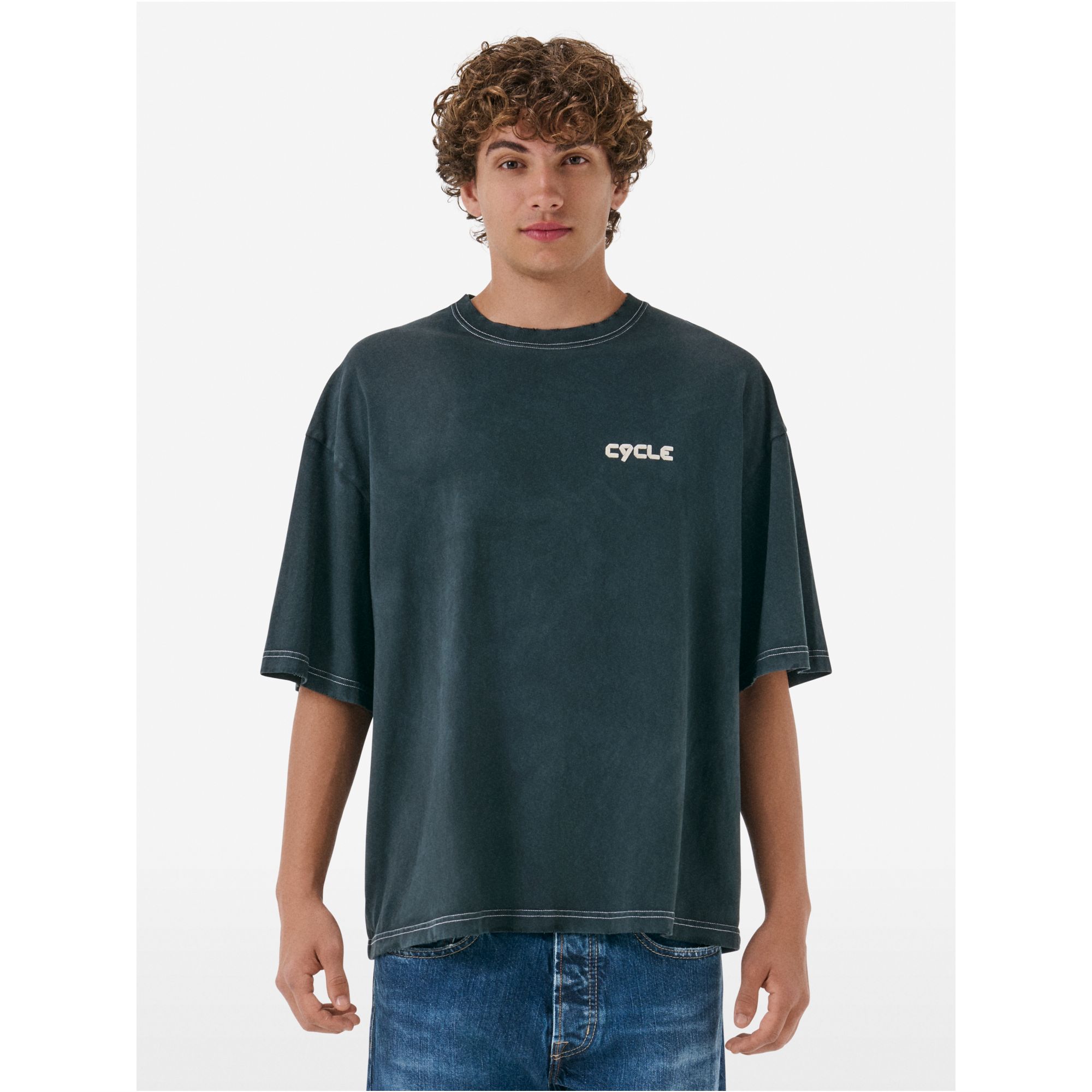 Over printed t-shirt resin spray garment dyed
