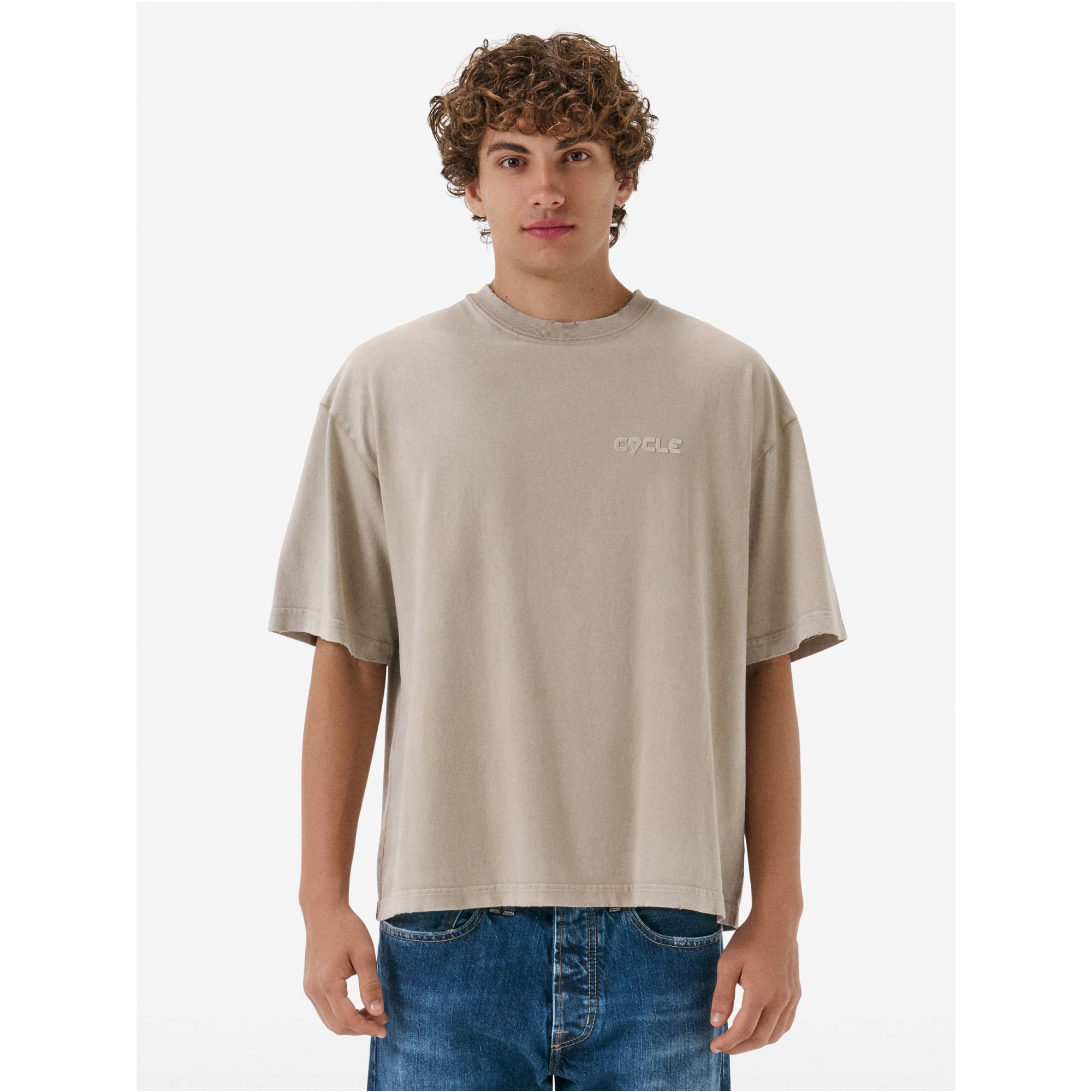 Over printed t-shirt resin spray garment dyed