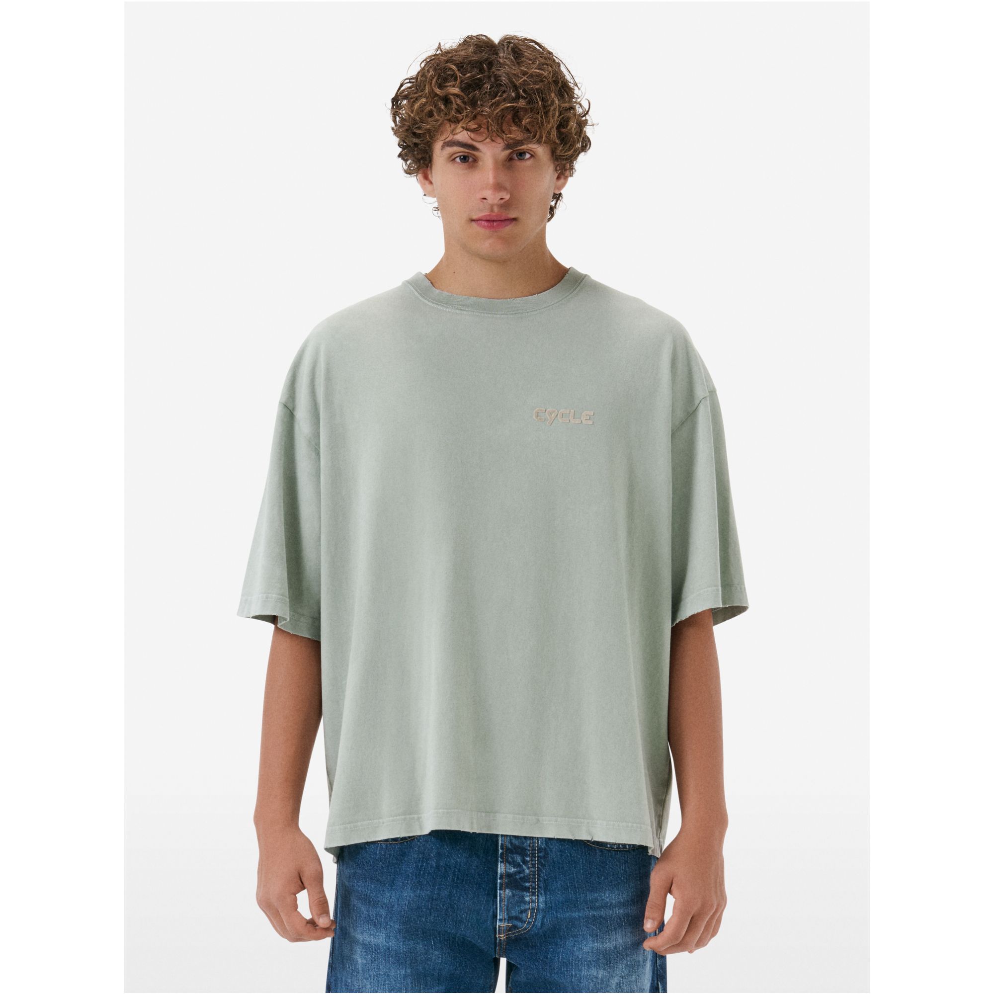Over printed t-shirt resin spray garment dyed