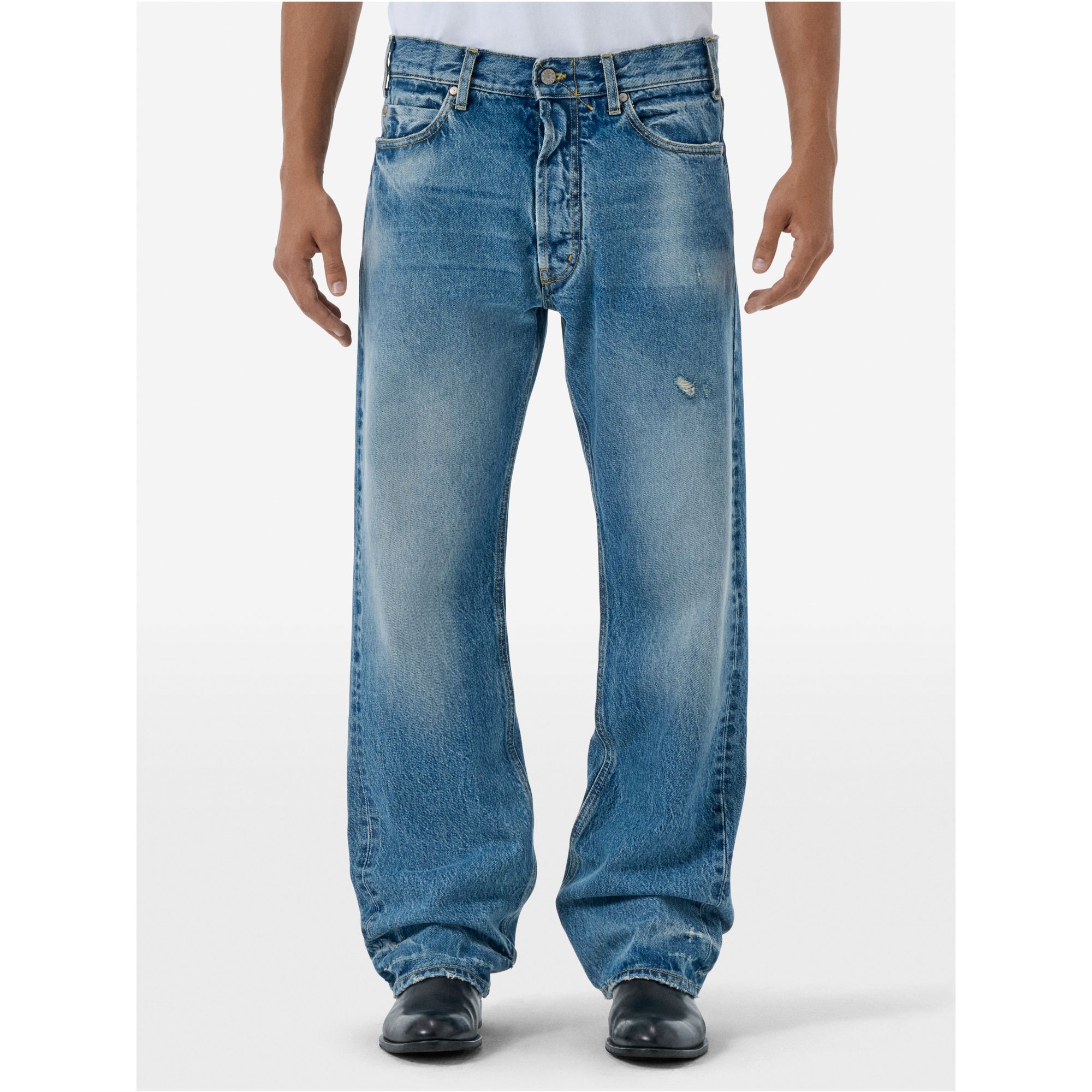 Full wide straight leg antique vintage distressed