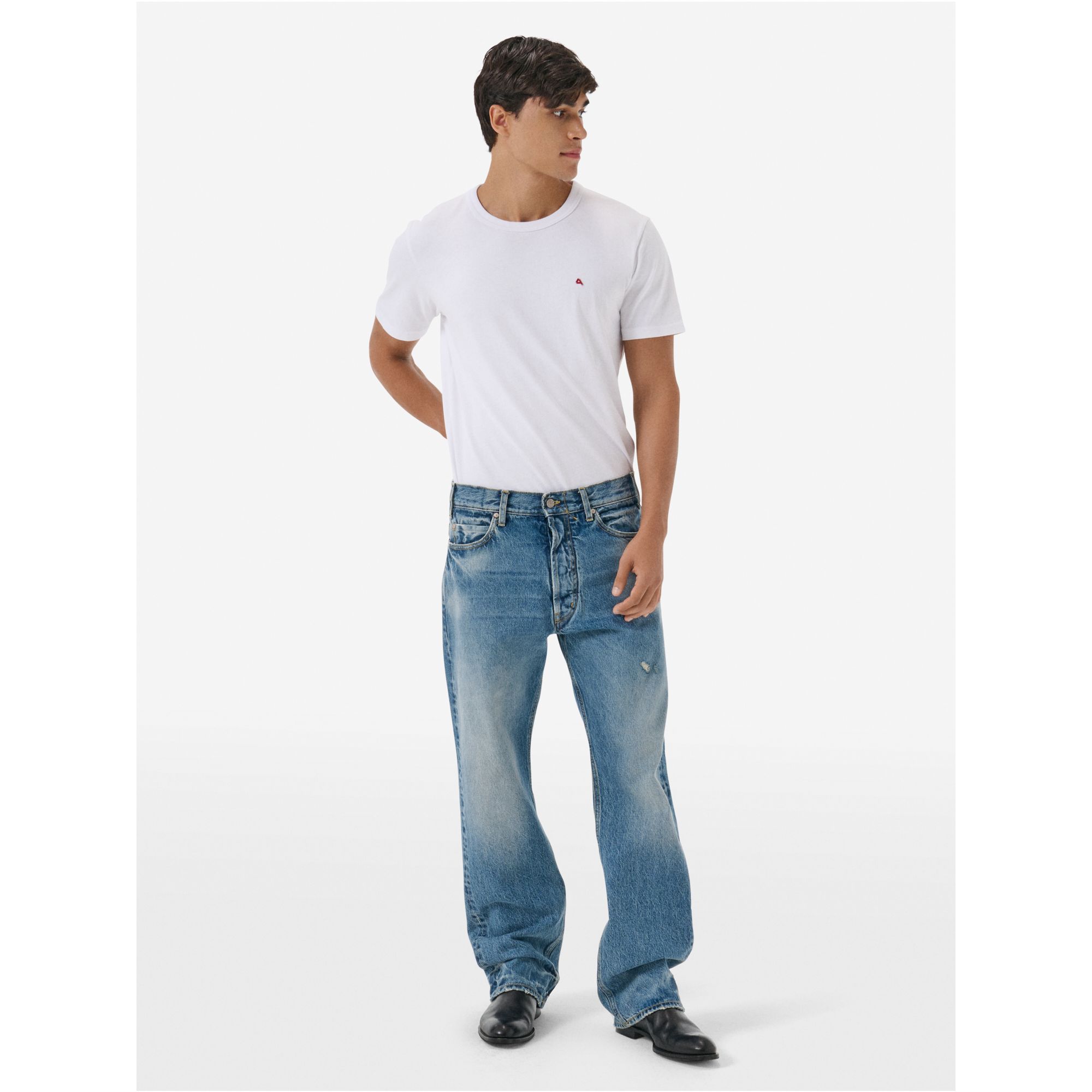 Full wide straight leg antique vintage distressed