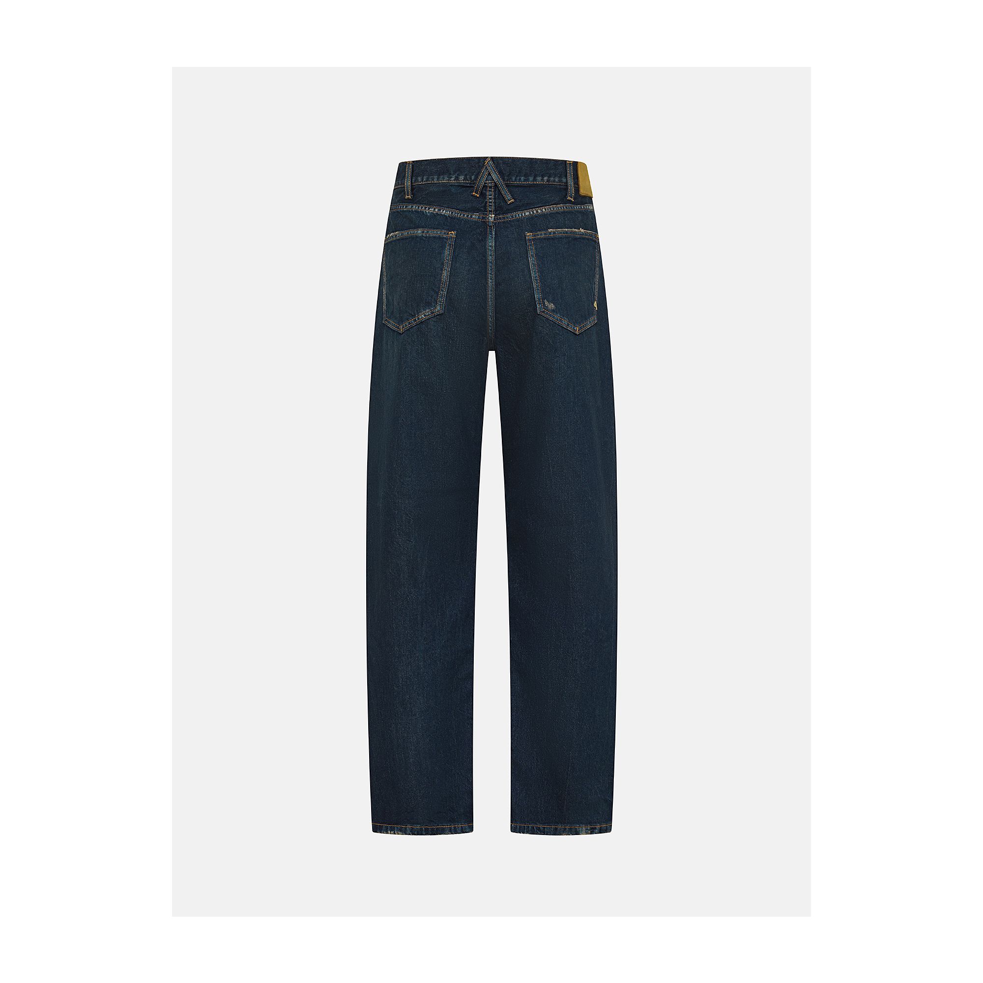 Full wide straight leg dark wash damaged and resinated