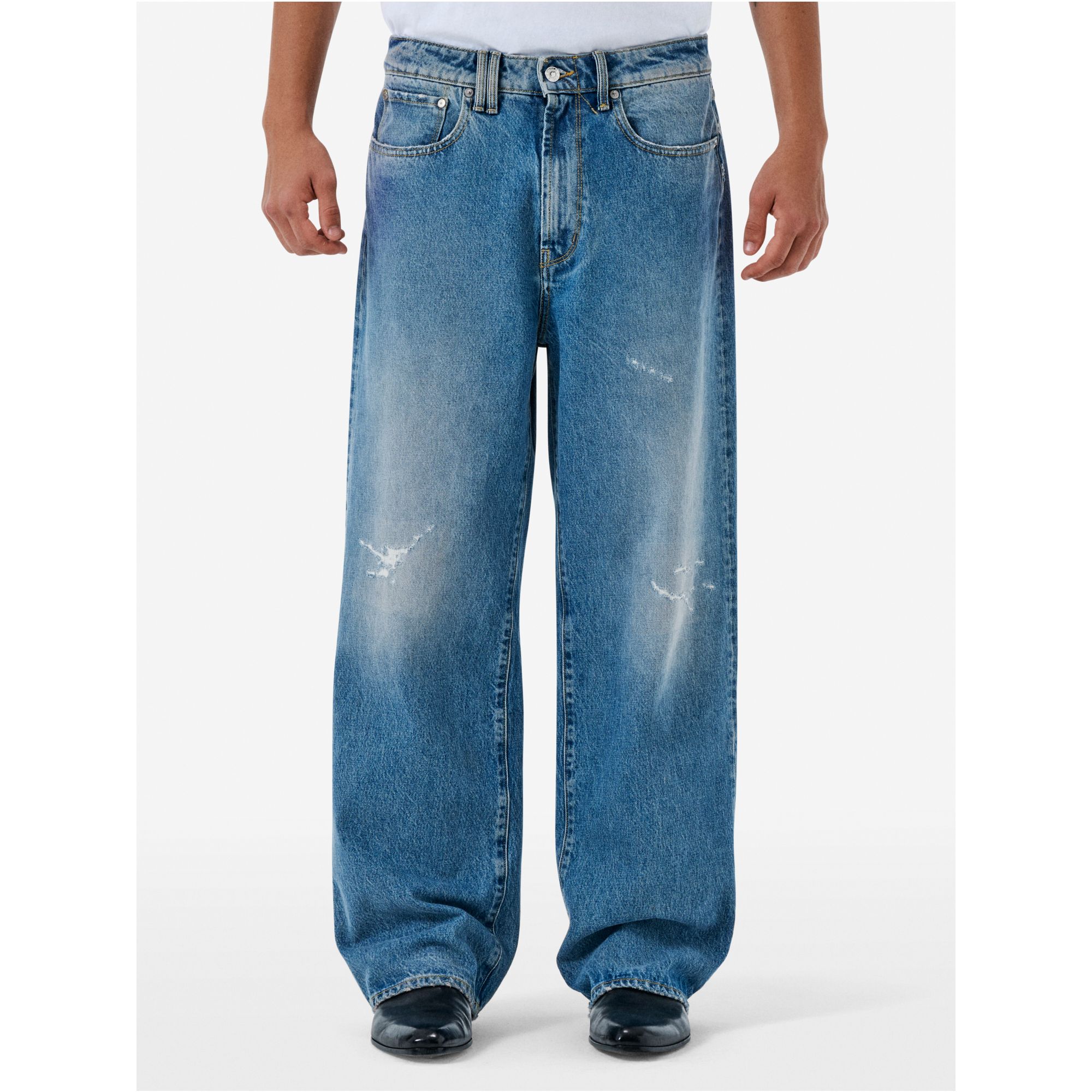Big super wide leg antique bleach repaired
