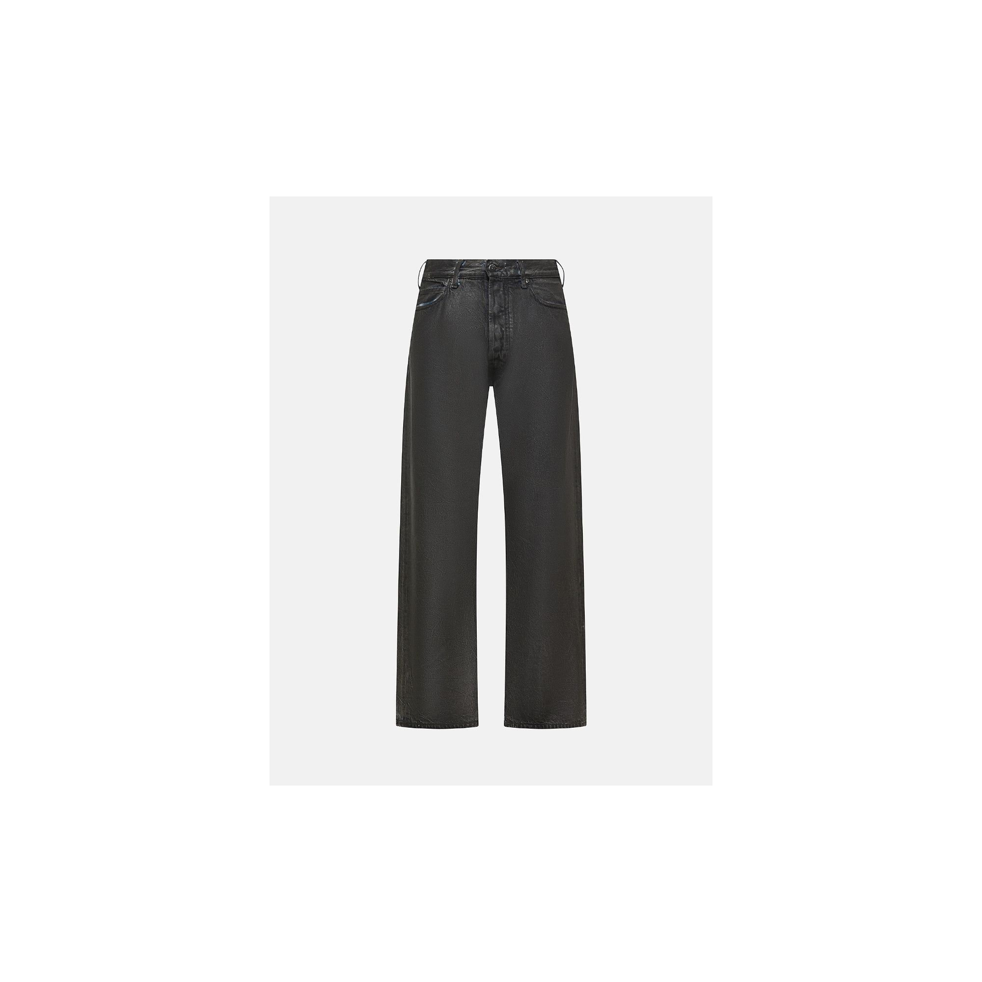 Full wide straight leg coated in a indigo blue finish