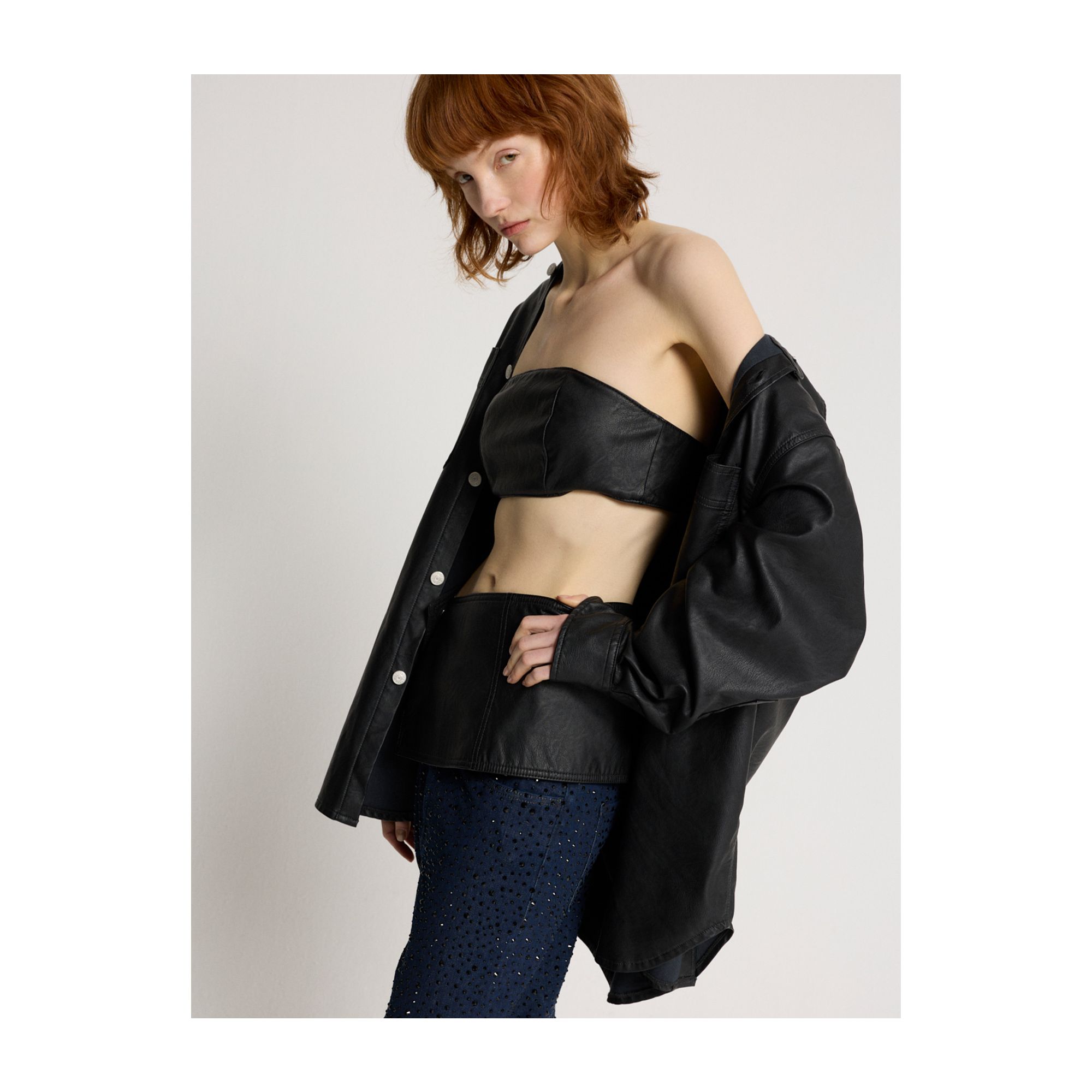 Liam eco leather over shirt rinse wash