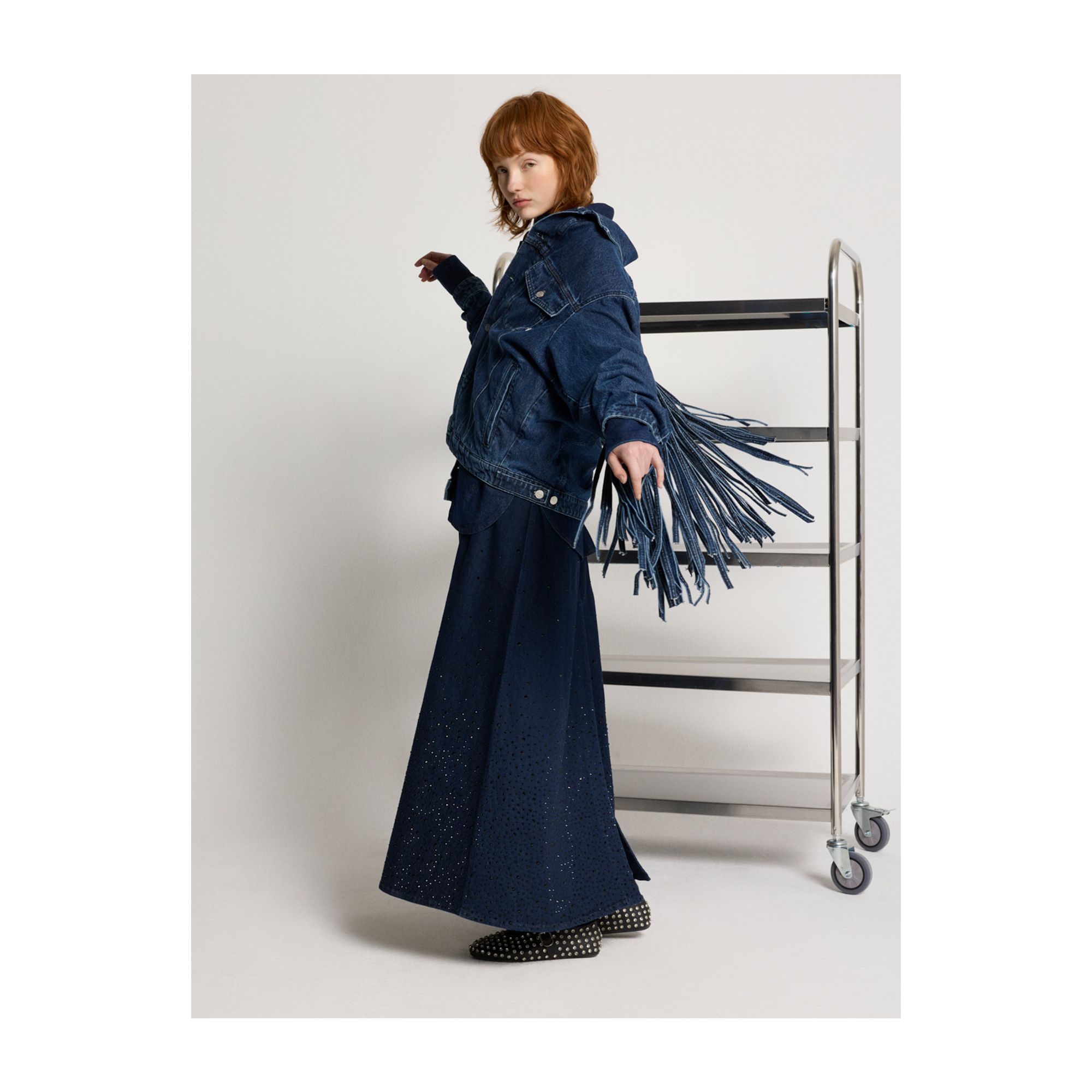 Iris long dress sleeveless with strass dégradé rinse wash