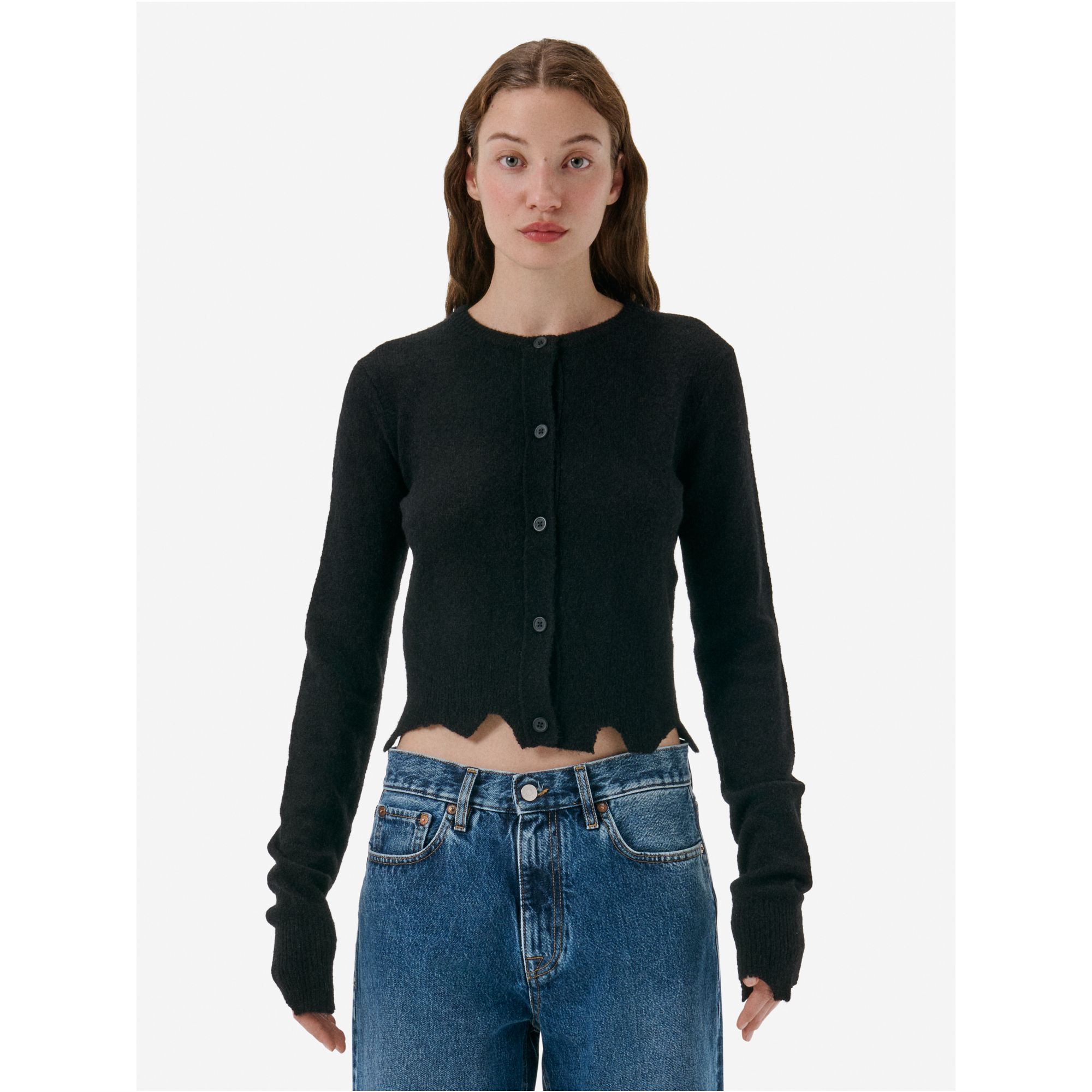 Cardigan plain knit alpaca