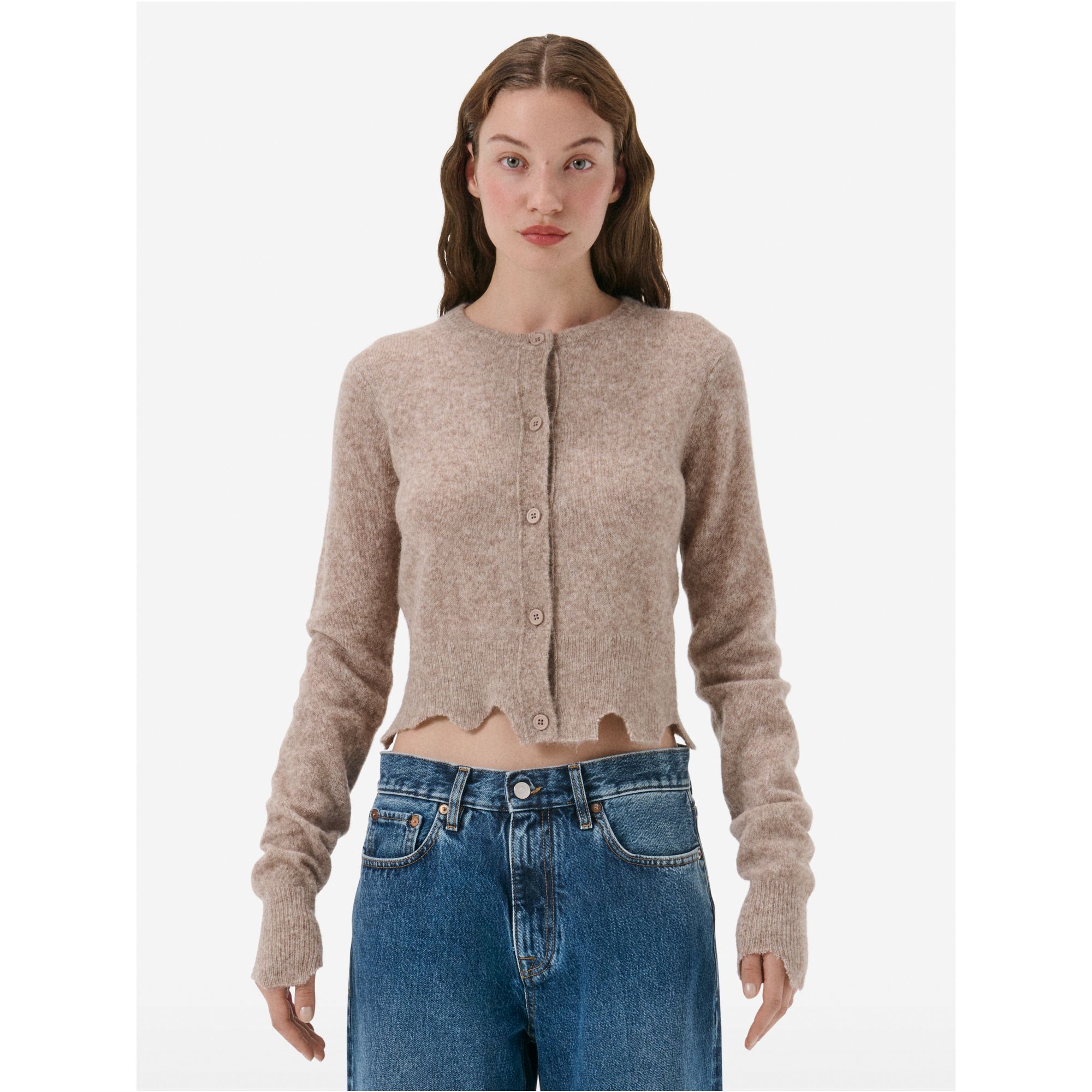 Cardigan plain knit alpaca