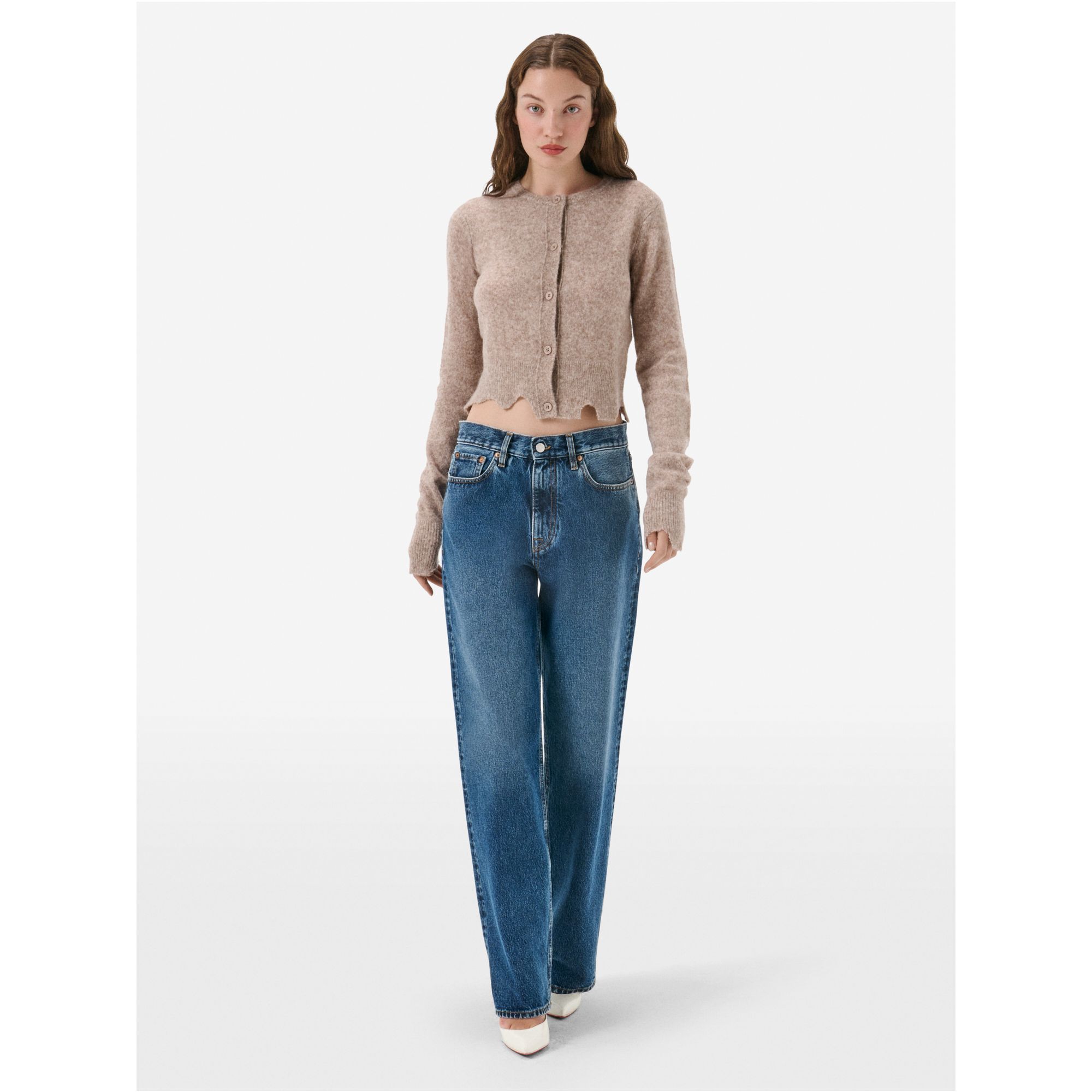 Cardigan plain knit alpaca