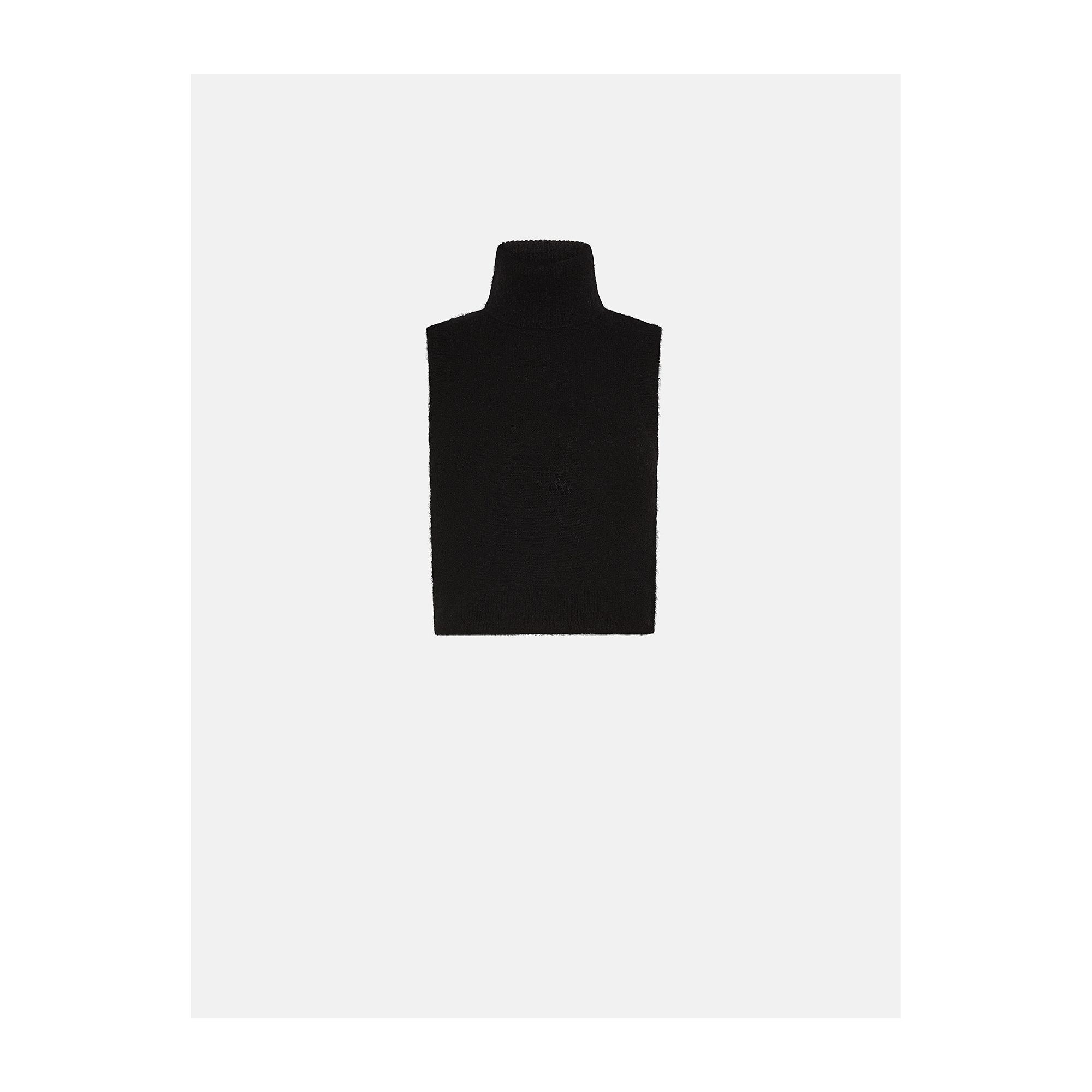 Turtle neck crop top plain knit alpaca