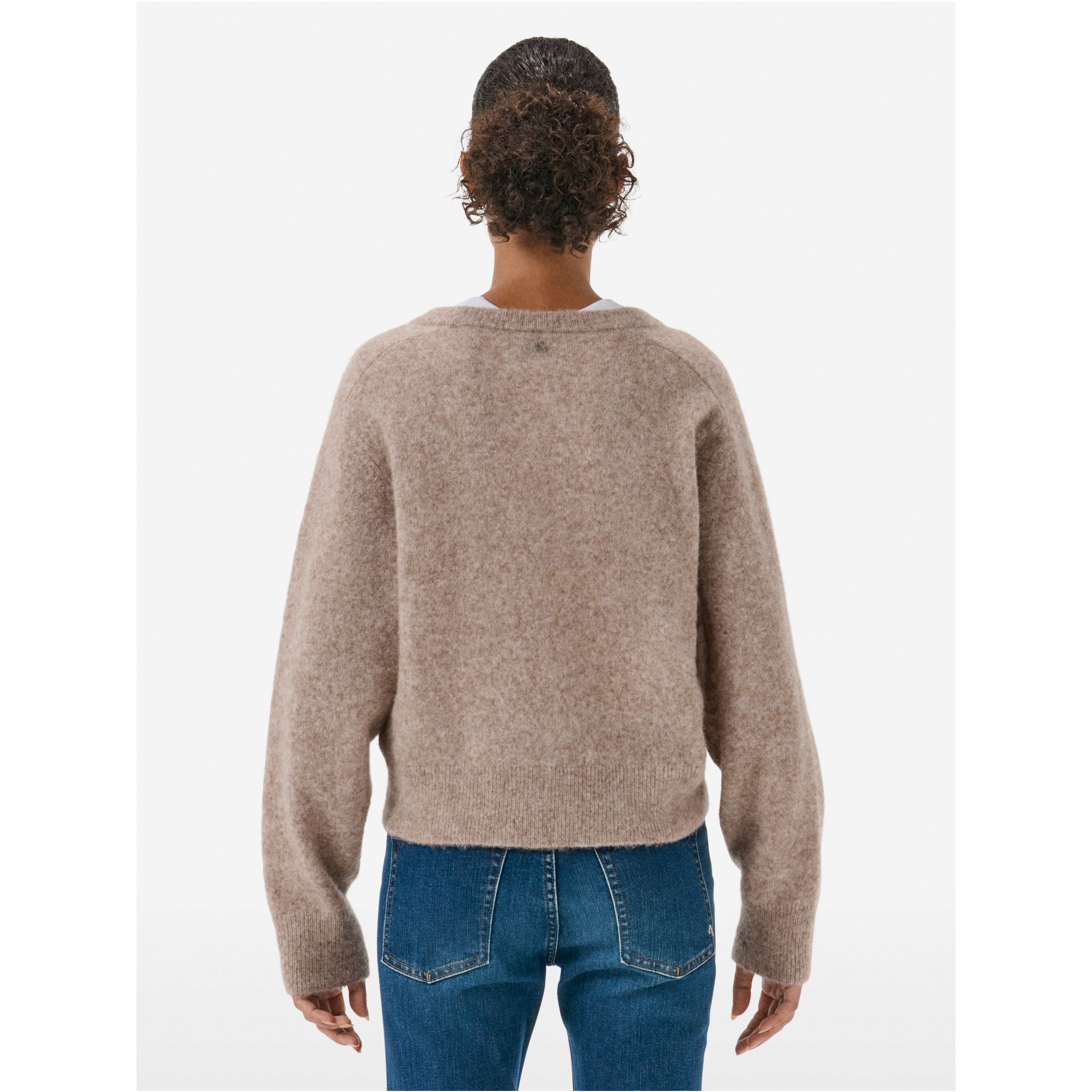 Maglione cropped in misto alpaca