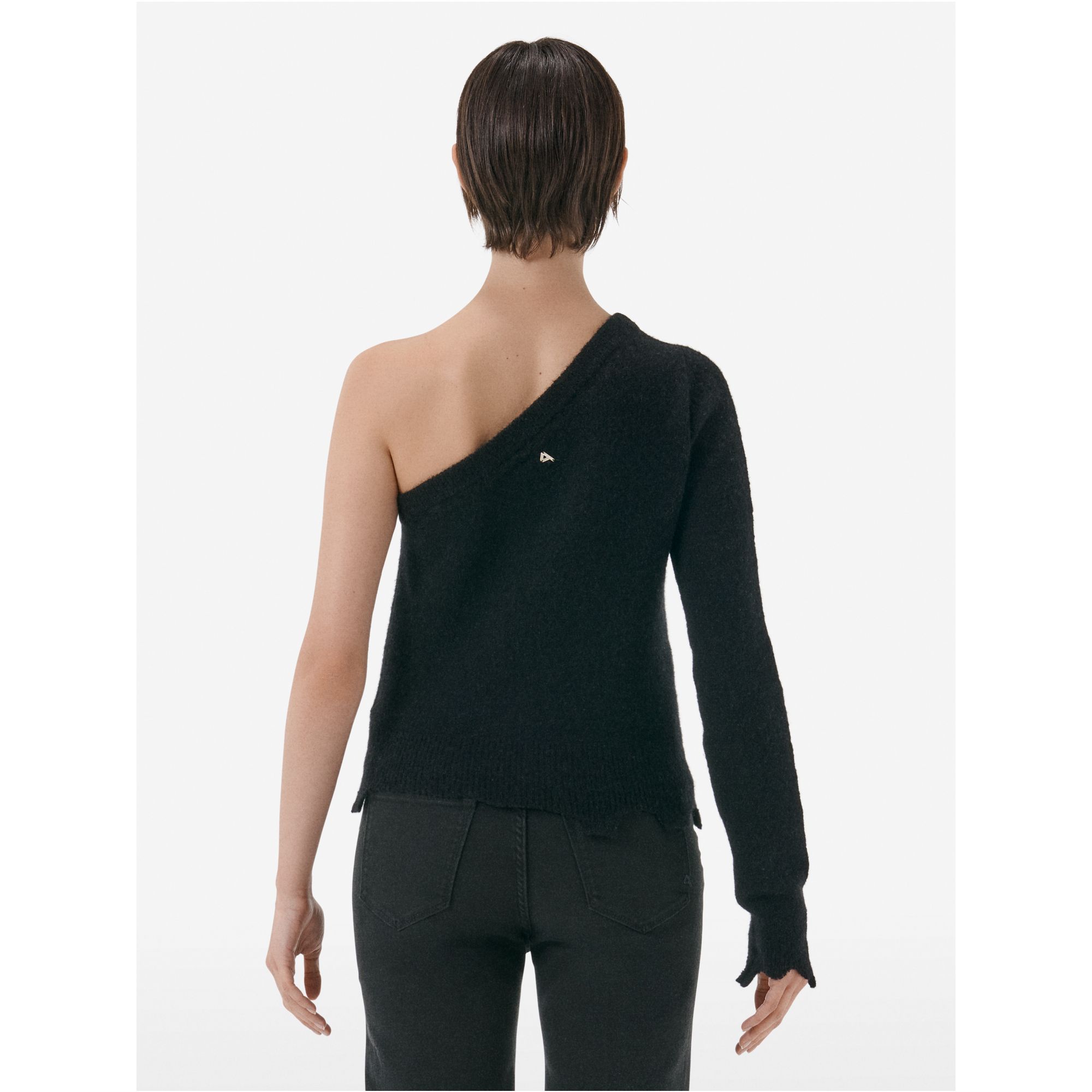 One-shoulder alpaca-blend jumper
