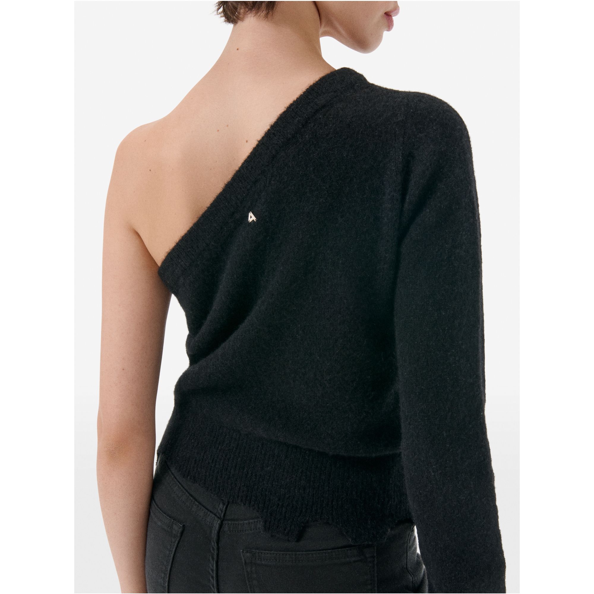 One-shoulder alpaca-blend jumper