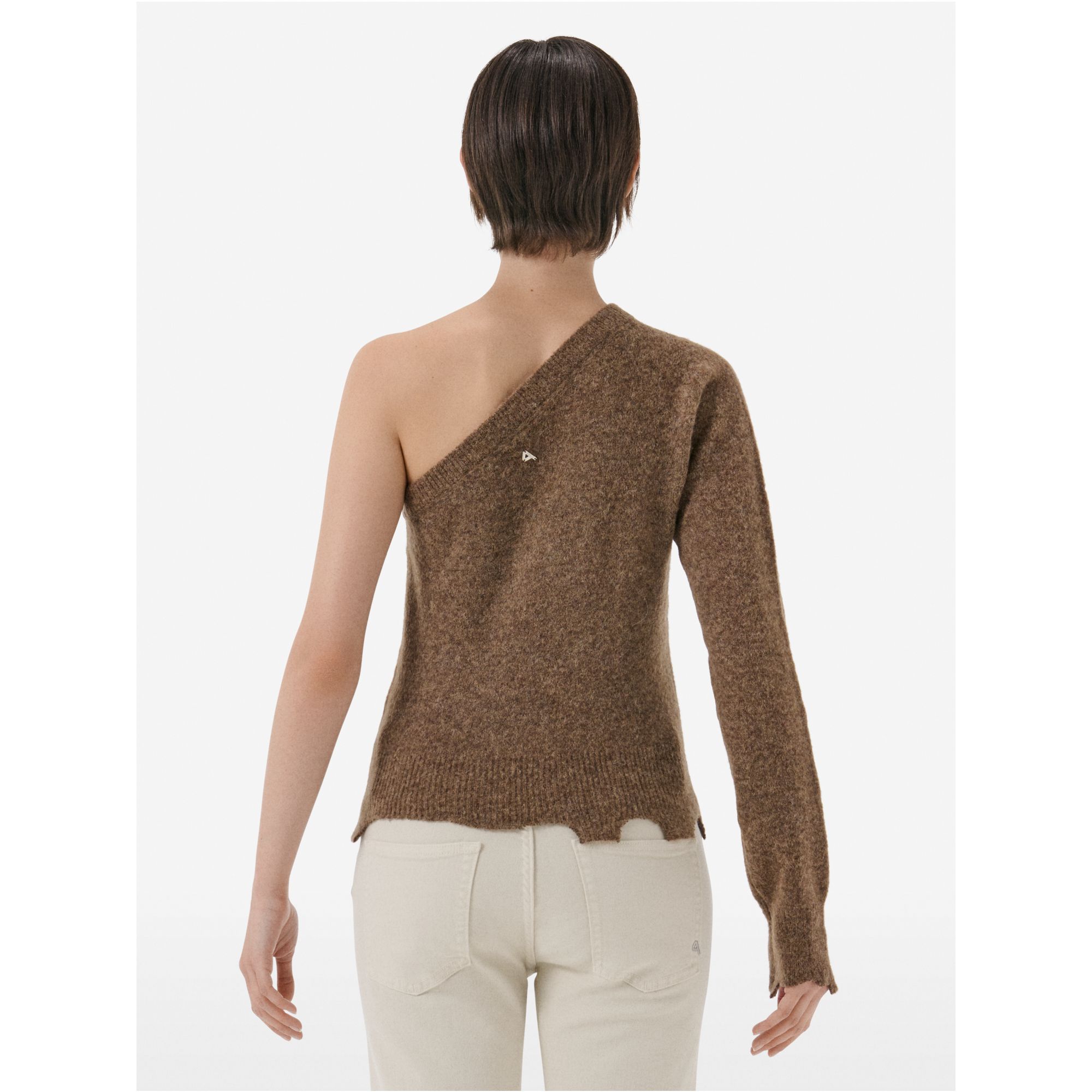 Maglione monospalla in misto alpaca