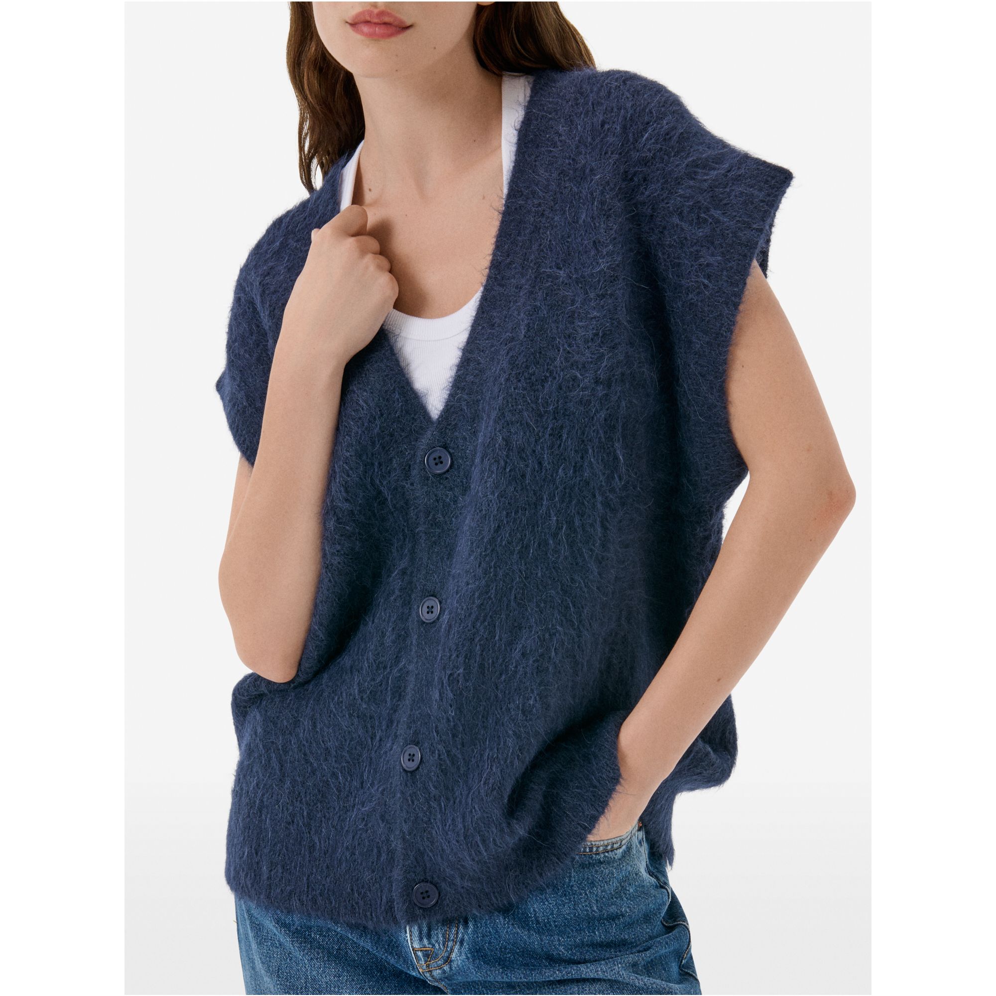 Over gilet brushed eng. rib amazing