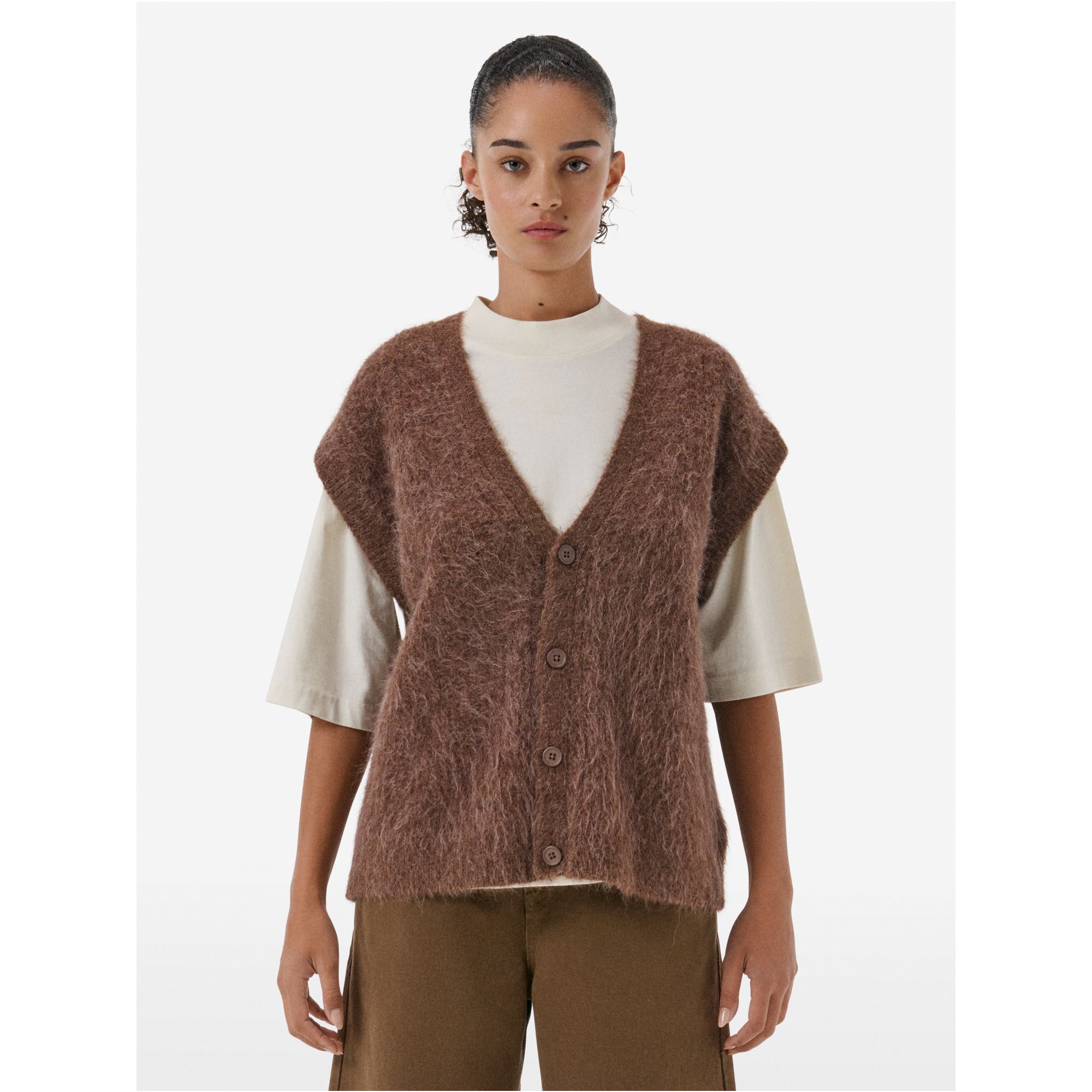 Over gilet brushed eng. rib amazing