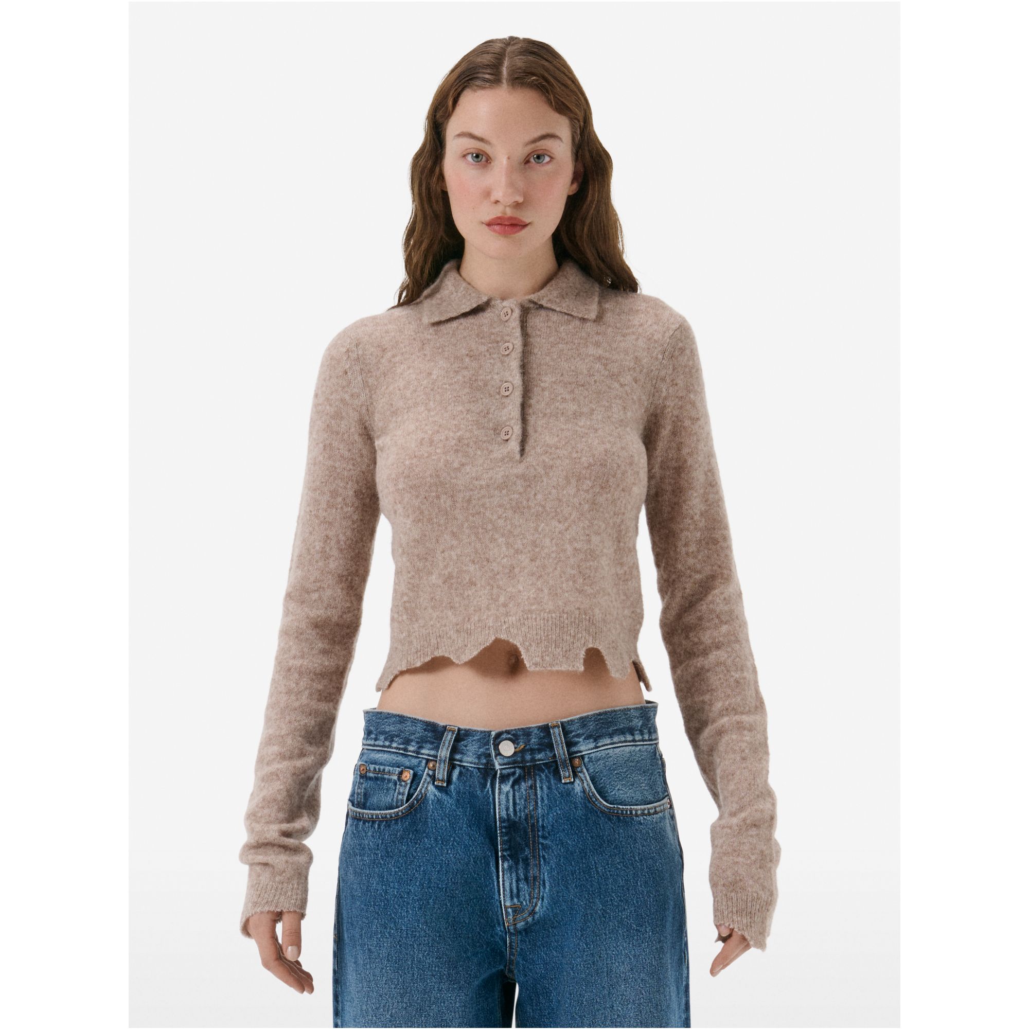 Polo plain knit alpaca