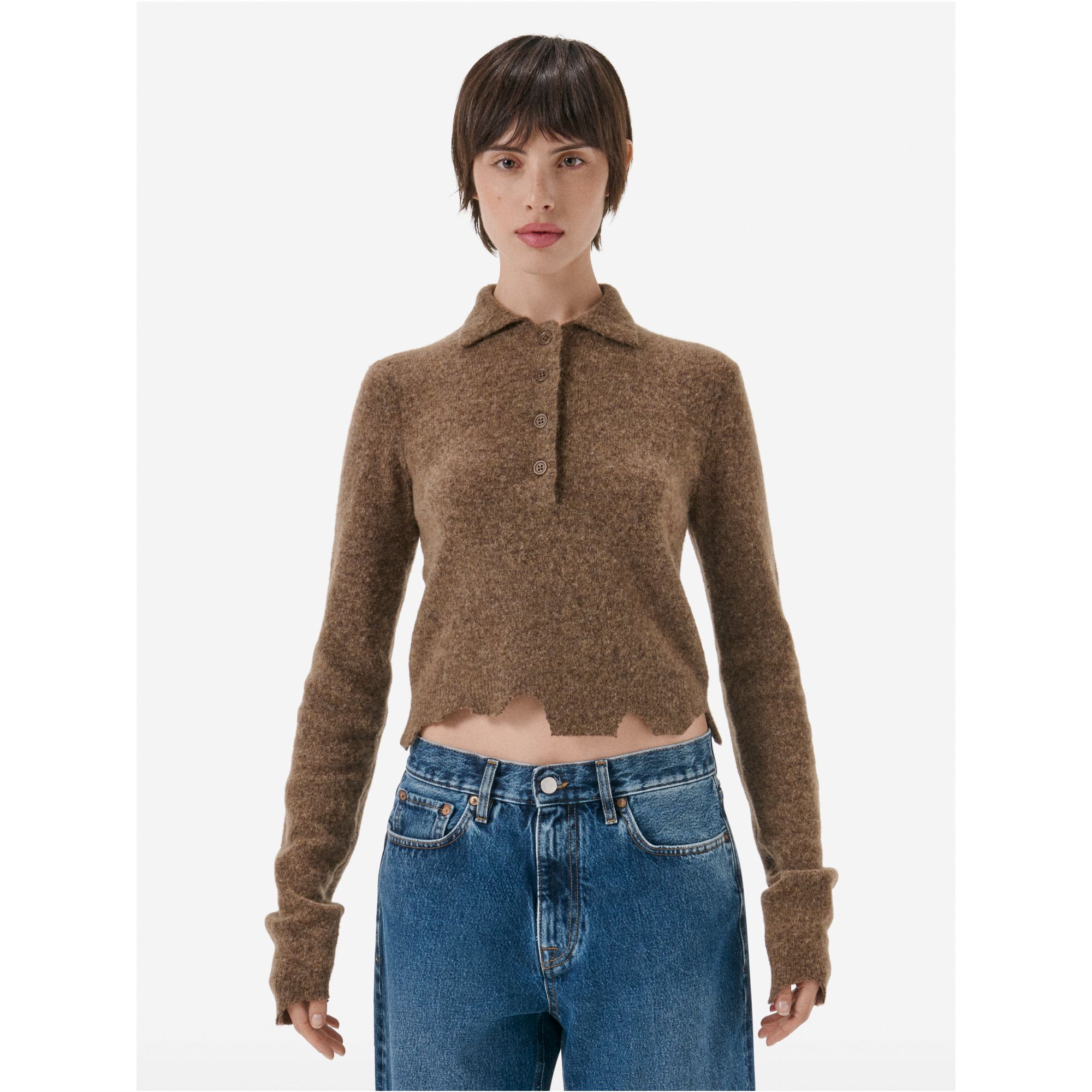 Polo plain knit alpaca