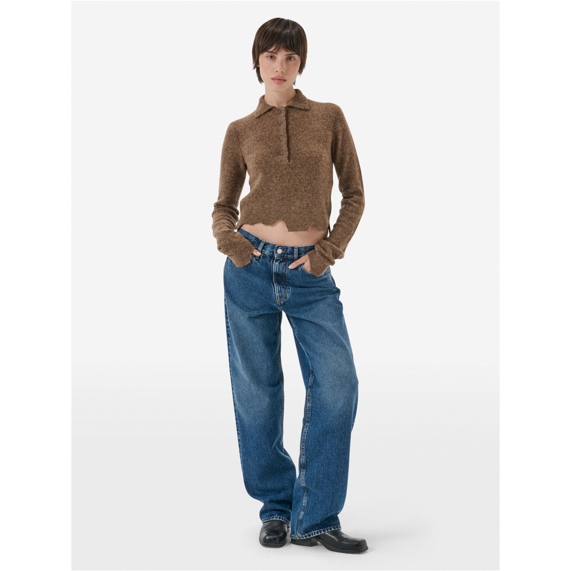 Polo plain knit alpaca